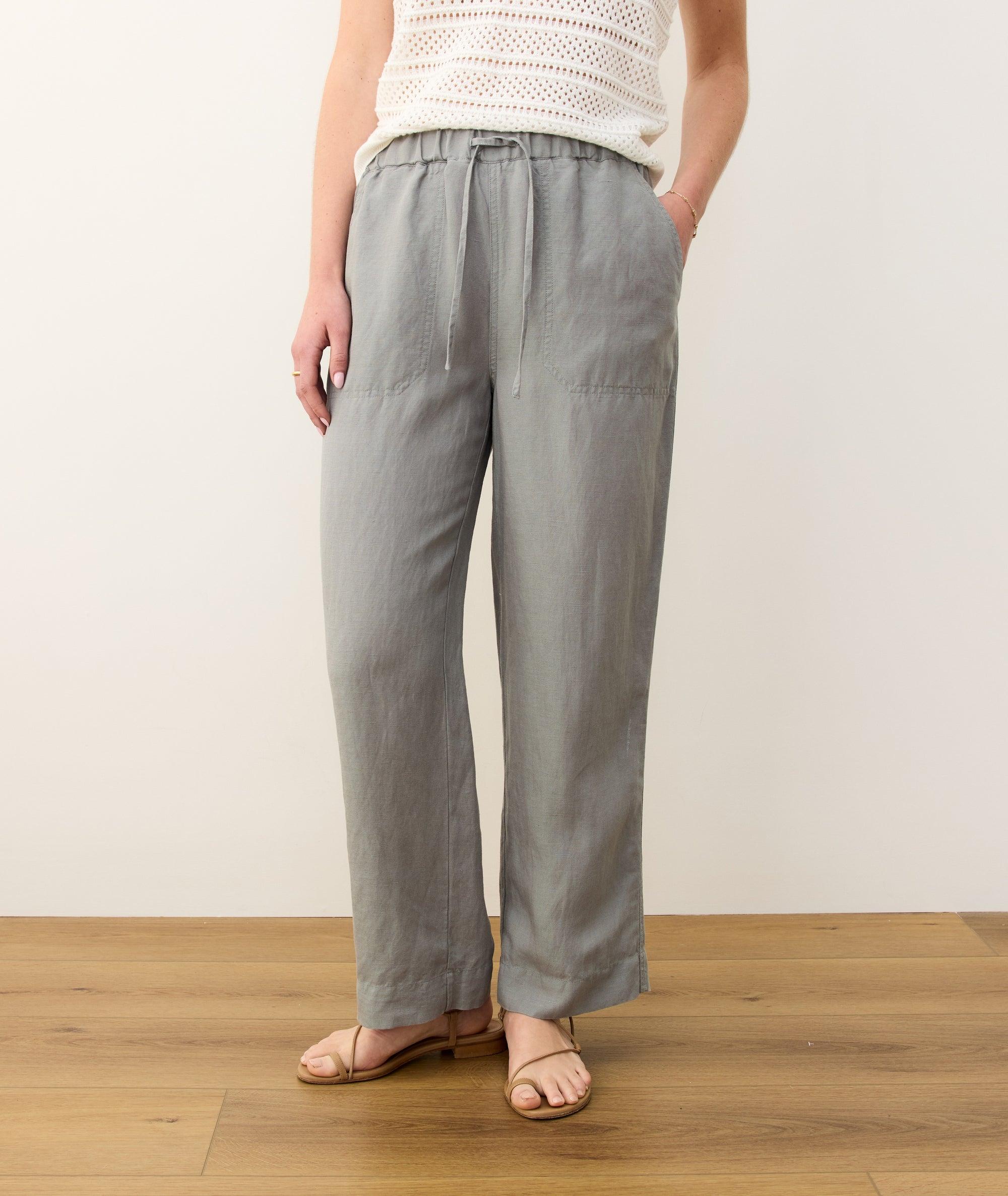 Linen Drawstring Straight Leg Pant Product Image