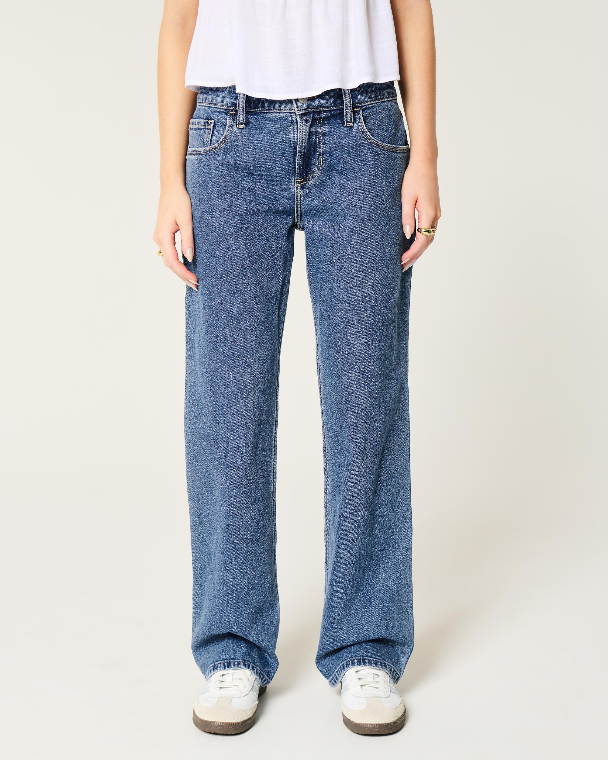 Low-Rise Medium Wash Relaxed Straight Jeans Product Image