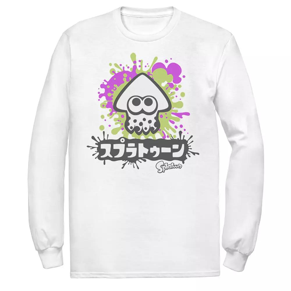 Men's Nintendo Splatoon Inkling Text Splatter Long Sleeve Graphic Tee, Size: Medium, Athletic Grey Product Image