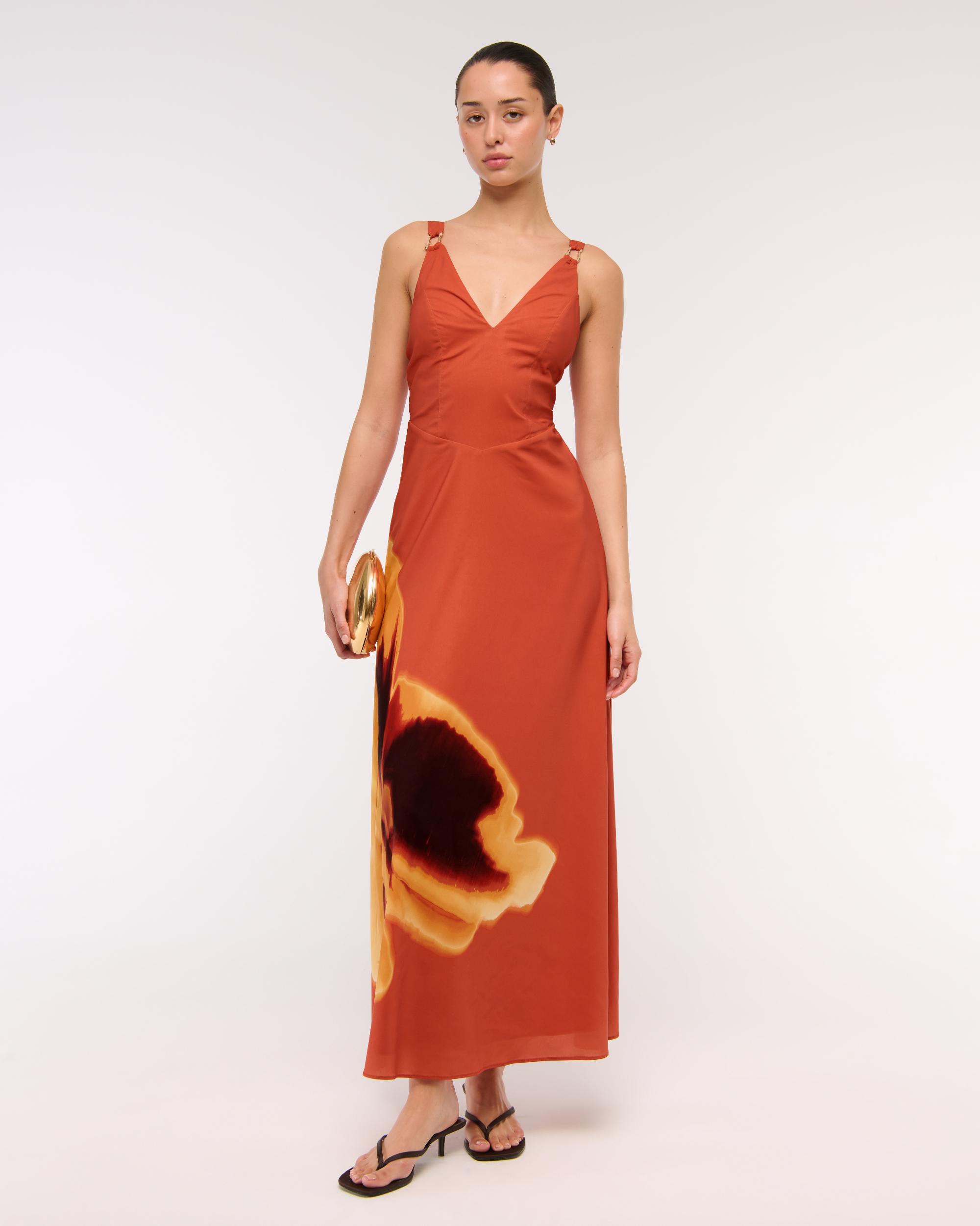 Dipped-Waist Hardware Maxi Dress Product Image