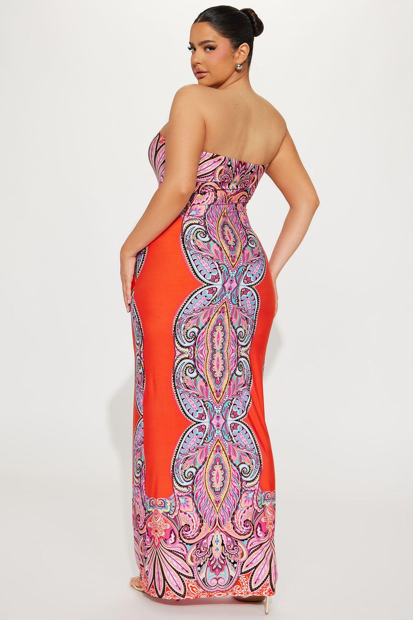Kelilah Maxi Dress - Orange/combo Product Image