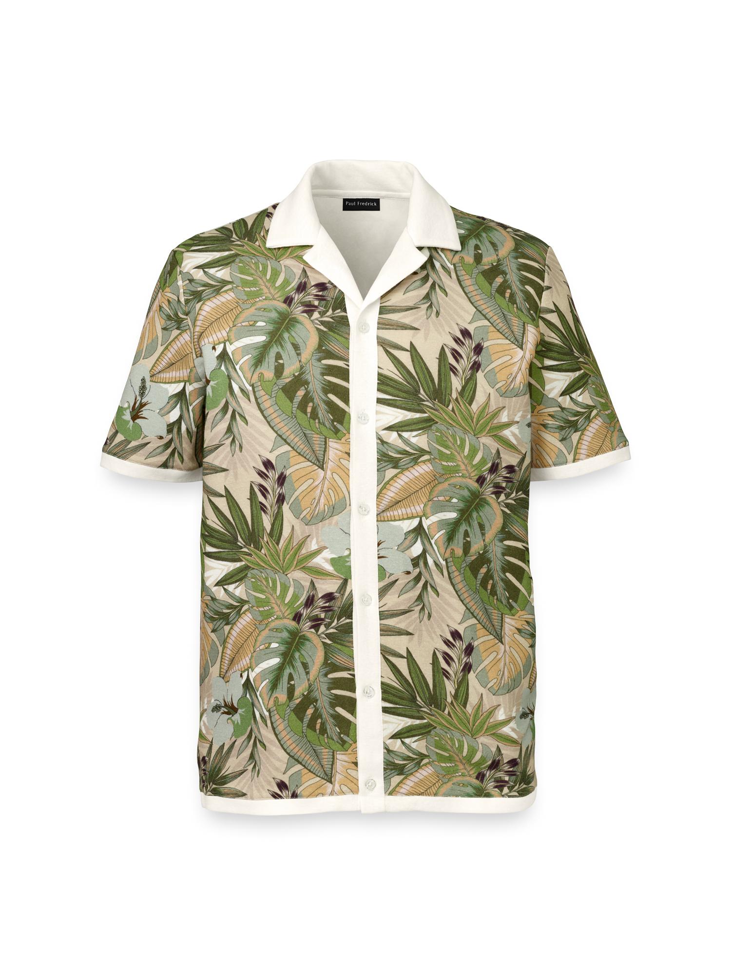 Linen Blend Button Front Camp Collar - Multi Product Image