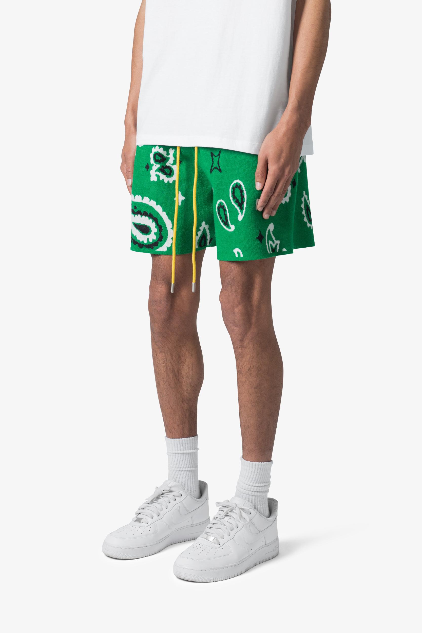 Paisley Knit Shorts - Green Male Product Image
