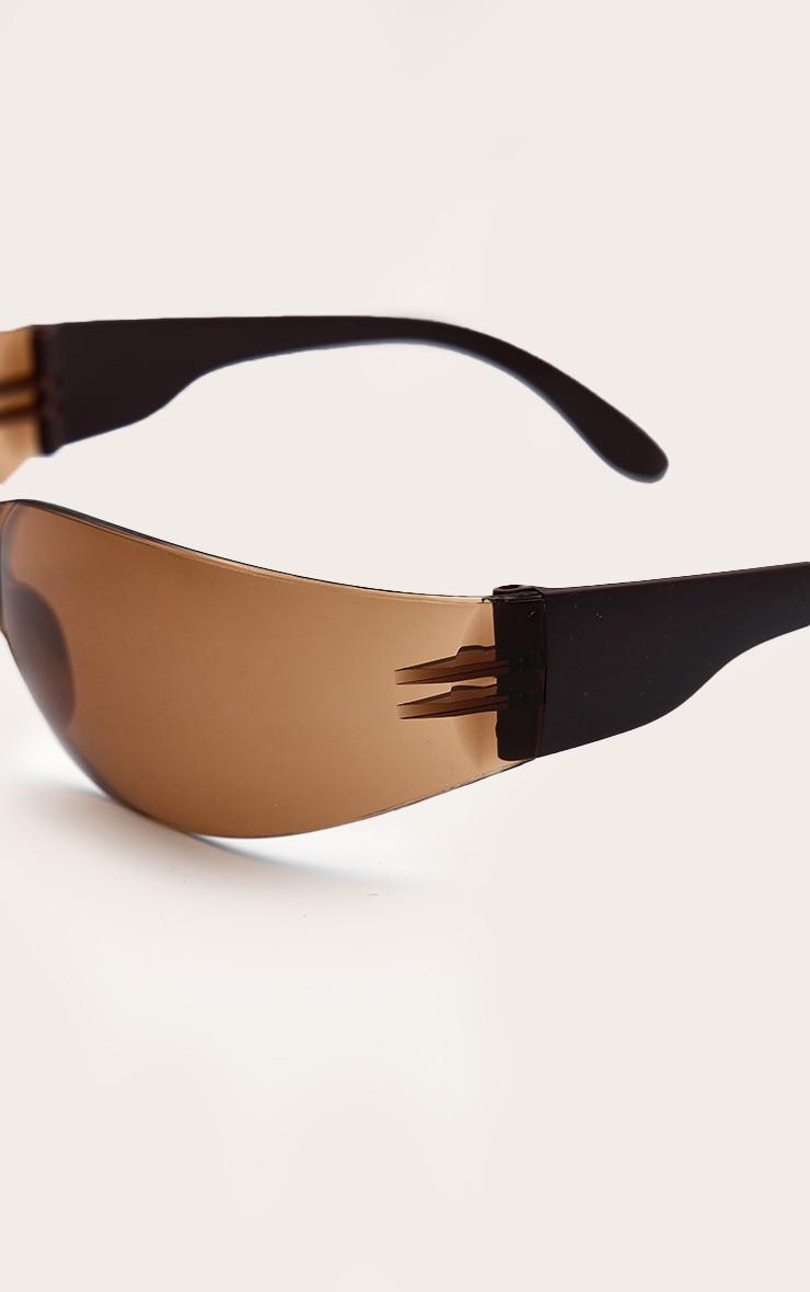 Brown Lens Frameless Sporty Visor Sunglasses Product Image