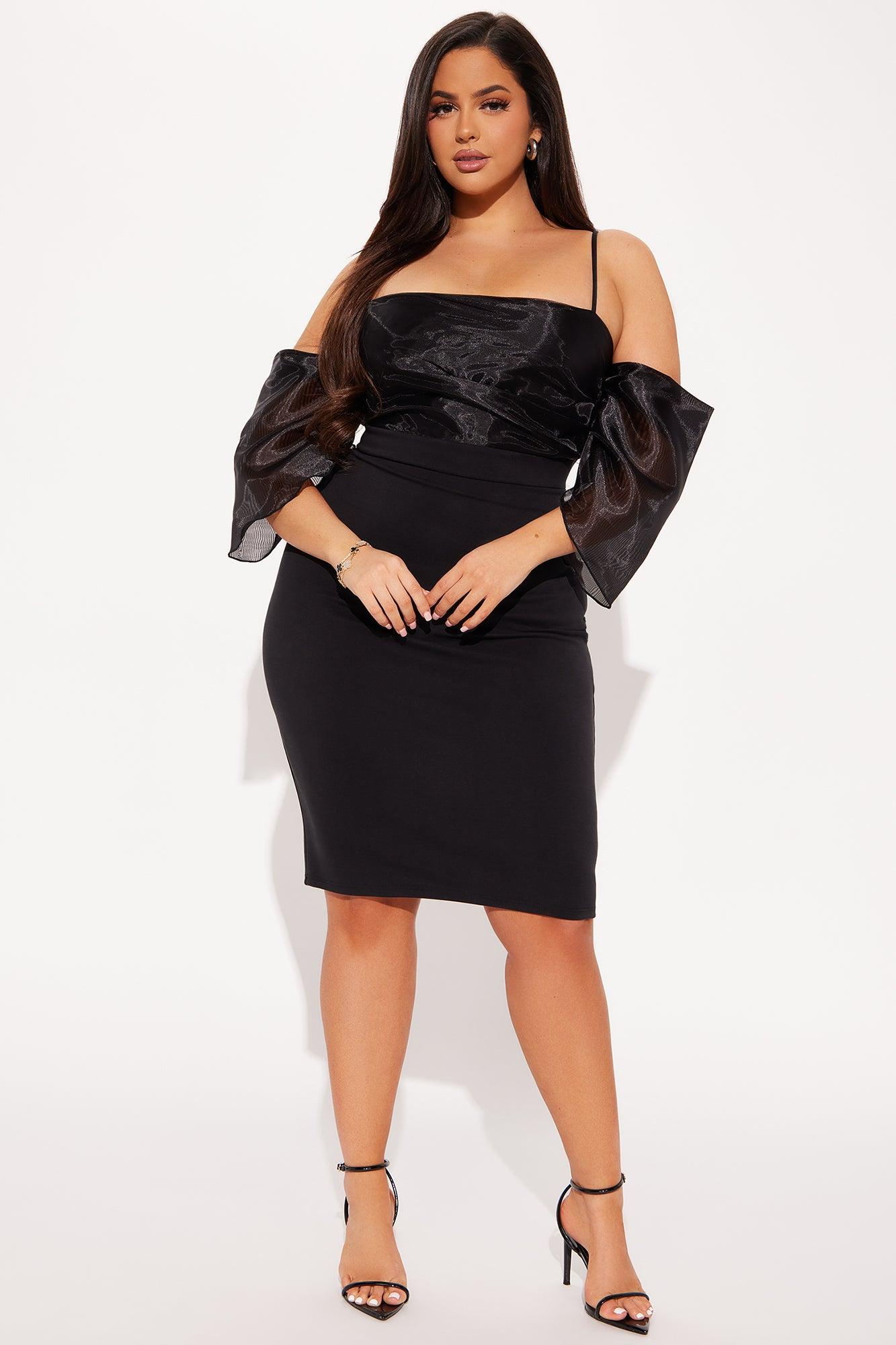 Special Occasion Organza Midi Dress - Black Product Image