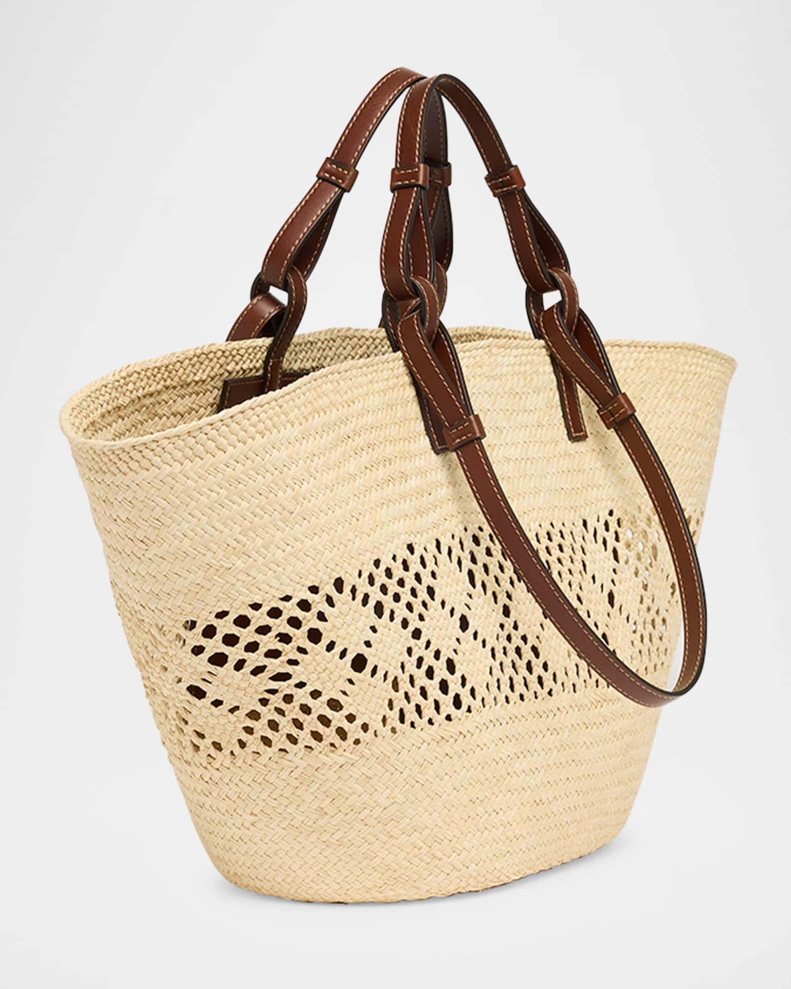 Small Logo Raffia Basket Tote Bag Product Image