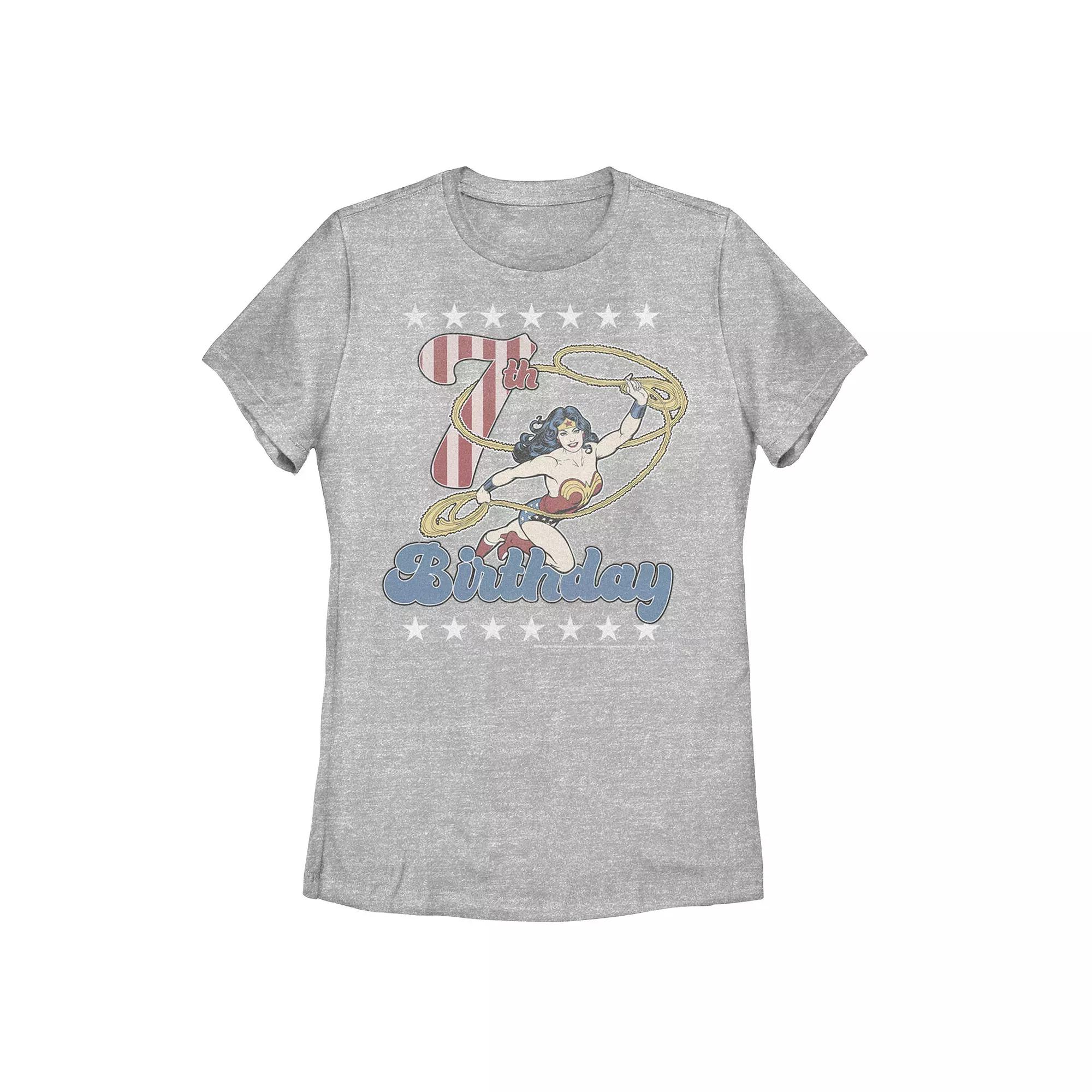 Juniors' DC Comics Wonder Woman With Lasso 7th Birthday Tee, Girl's, Size: Large, Athletic Grey Product Image