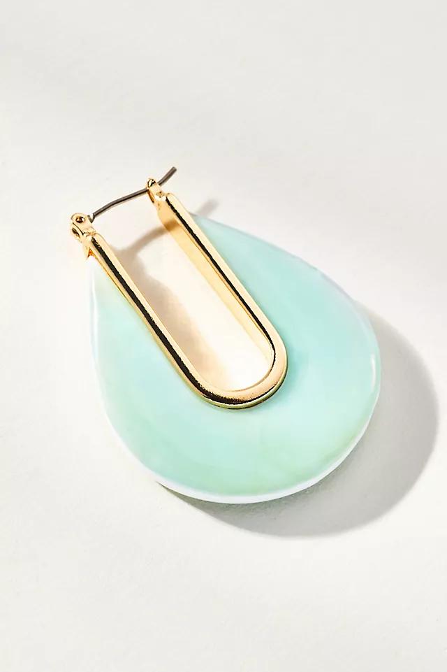 Stone Droplet Hoop Earrings Product Image