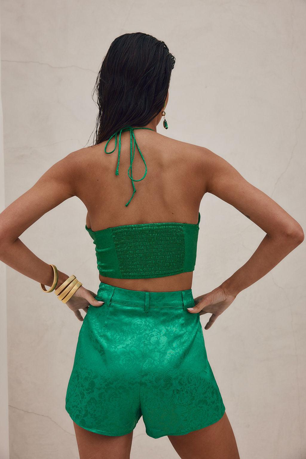 St. Barths Emerald Jacquard Crop Top Product Image