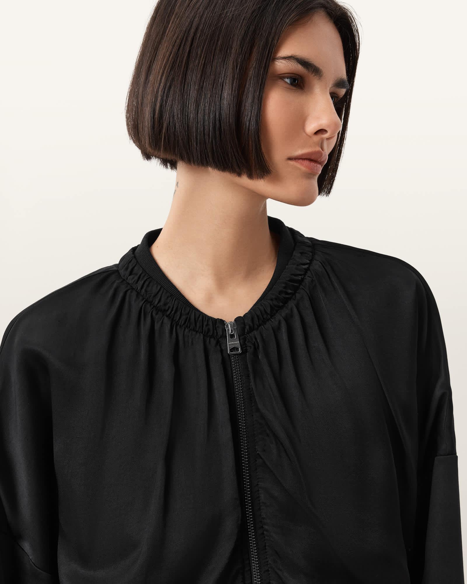 Mirri Jersey Bomber Jacket Black | ALLSAINTS US Product Image