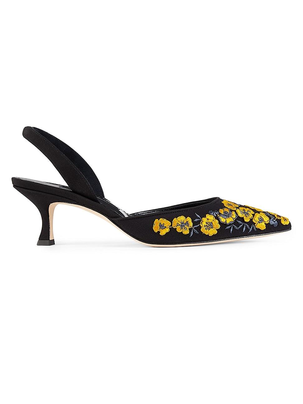 Womens Carolyne Floral-Embroidered Silk Pumps Product Image