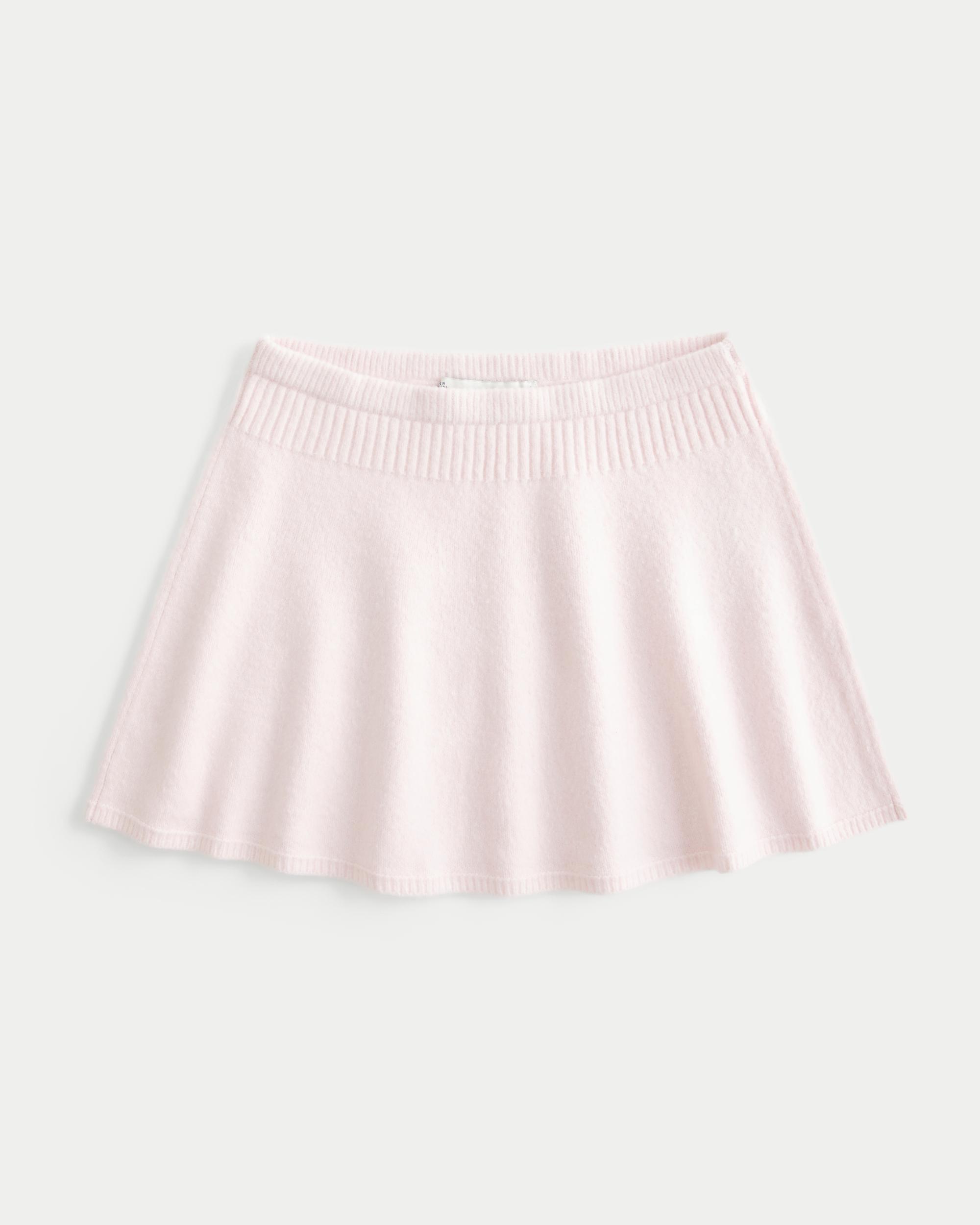 Mid-Rise Circle-Cut Sweater-Knit Mini Skirt Product Image