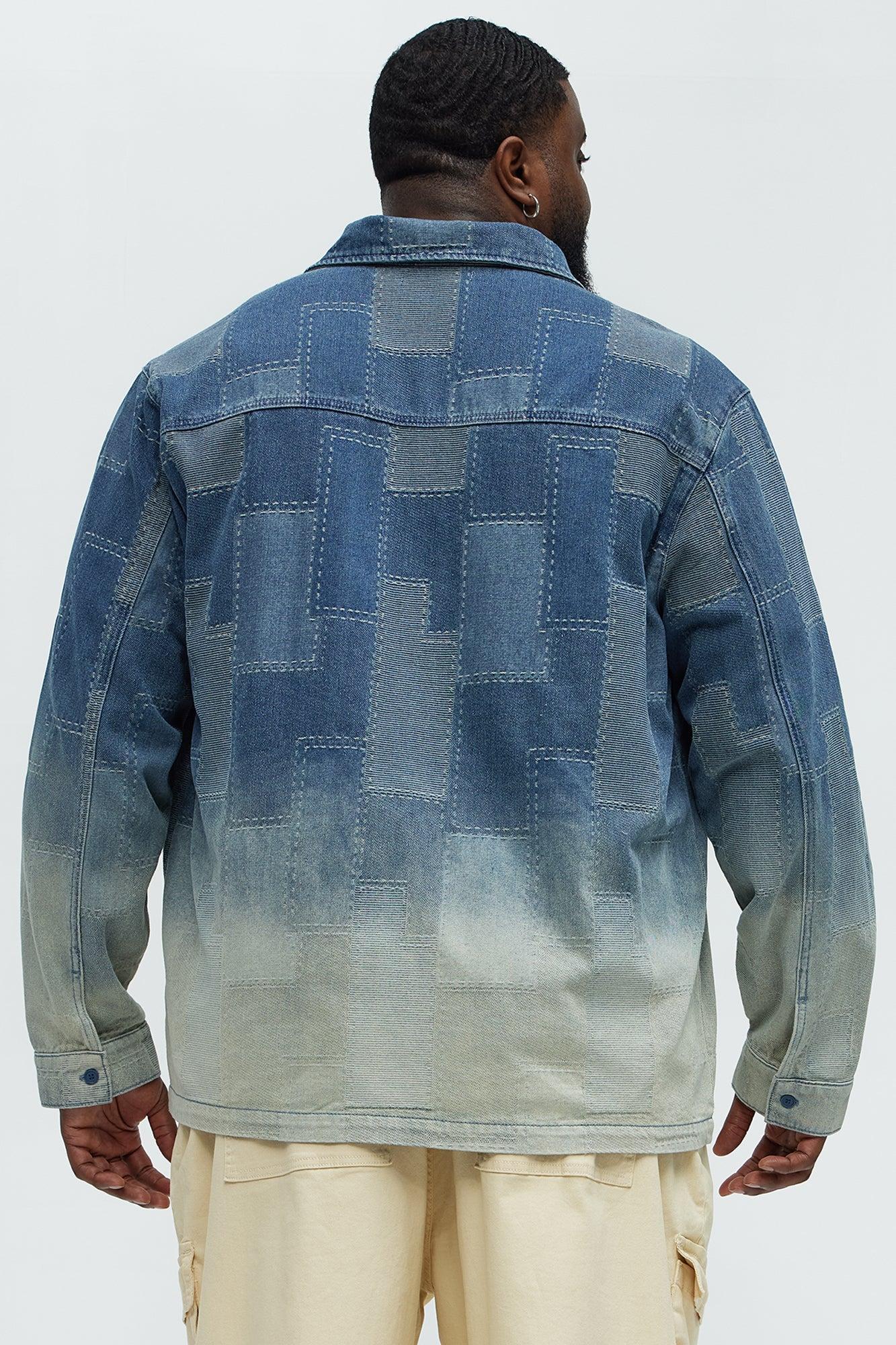Shibori Faded Long Sleeve Relaxed Shirt - Vintage Blue Wash Product Image