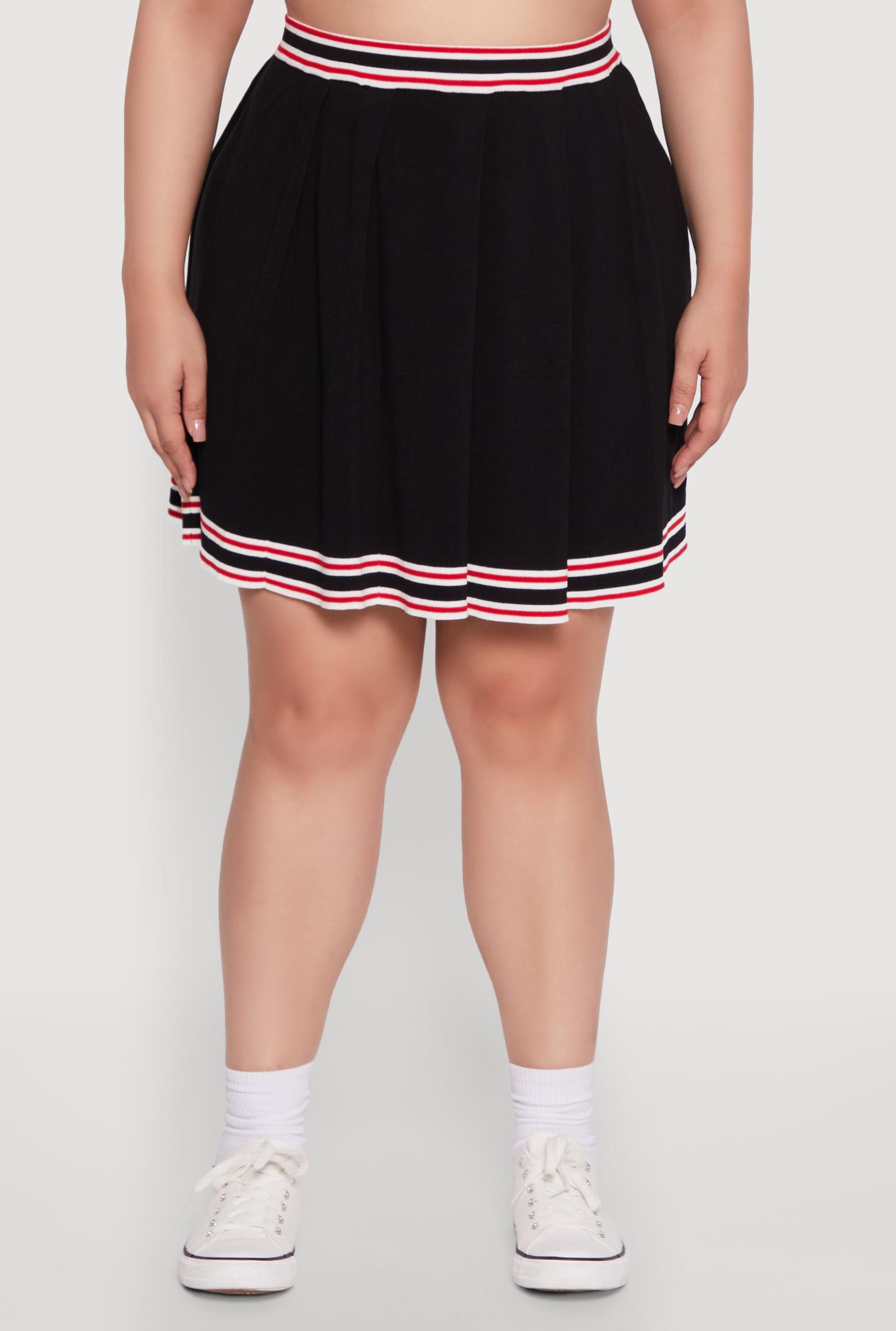 Plus Size Daisy Varsity Stripe Pleated Skirt Female Product Image