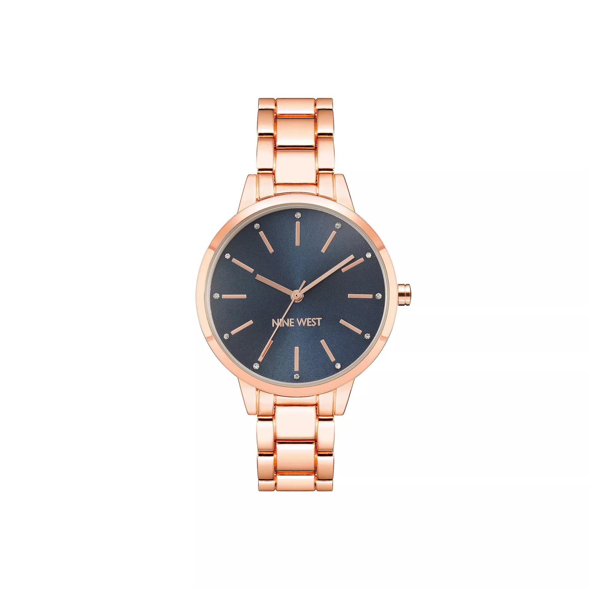 Nine West Women's Gold-Tone Bracelet Watch with Crystal Accents, Size: Medium, Gold Tone Beige Product Image