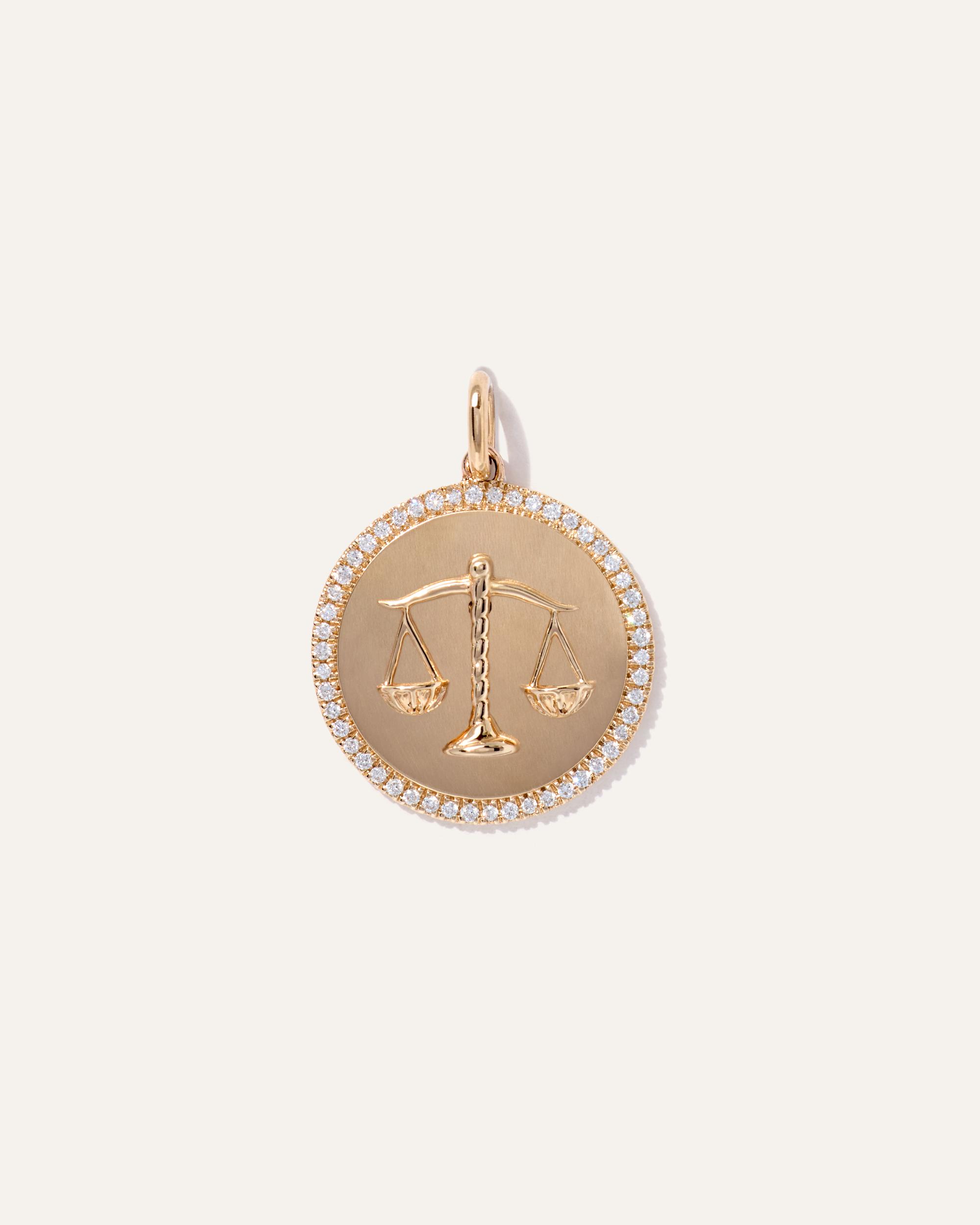 Quince | Women's 14K Gold Pave Zodiac Medallion Charm Product Image