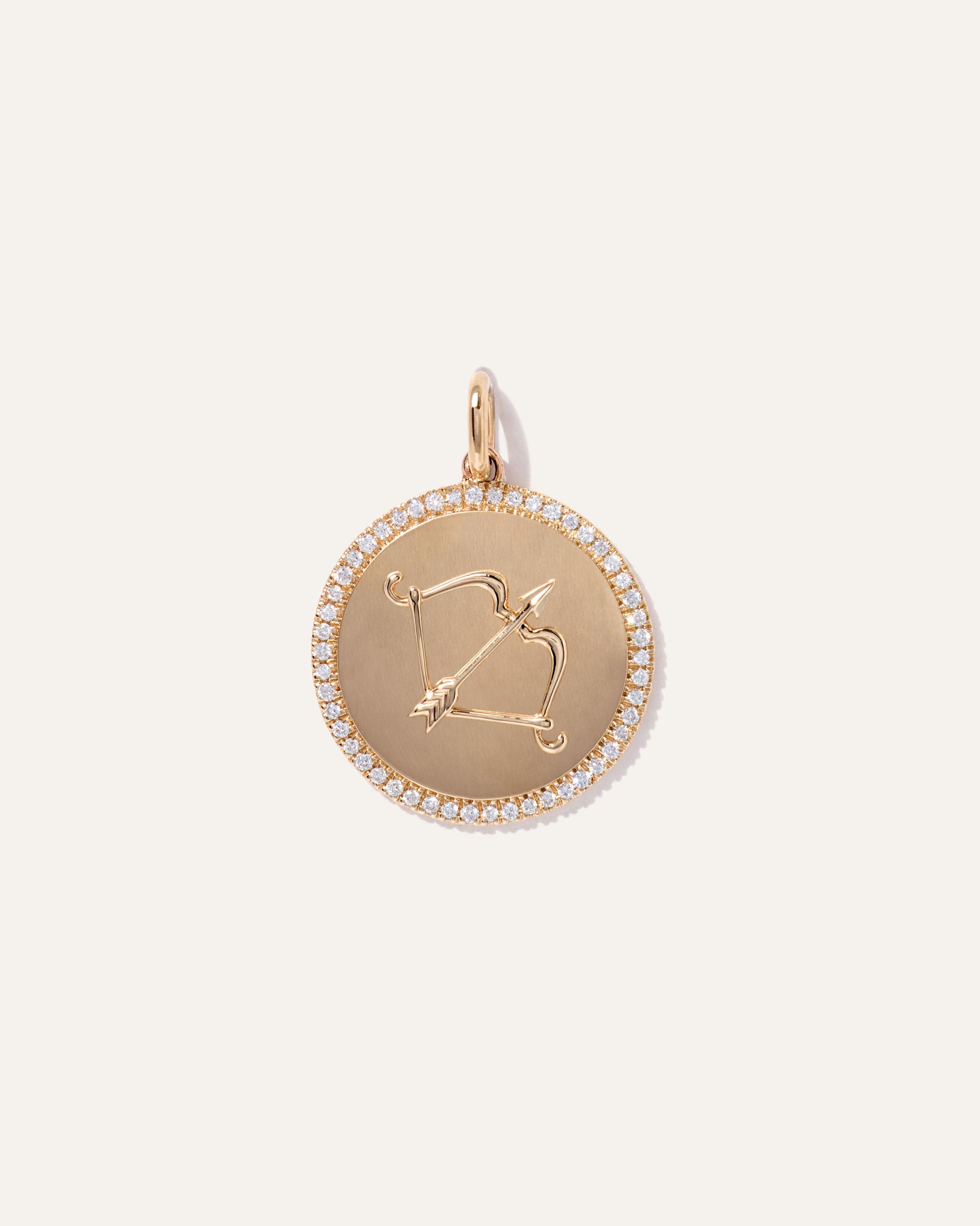 Quince | Women's 14K Gold Pave Zodiac Medallion Charm Product Image