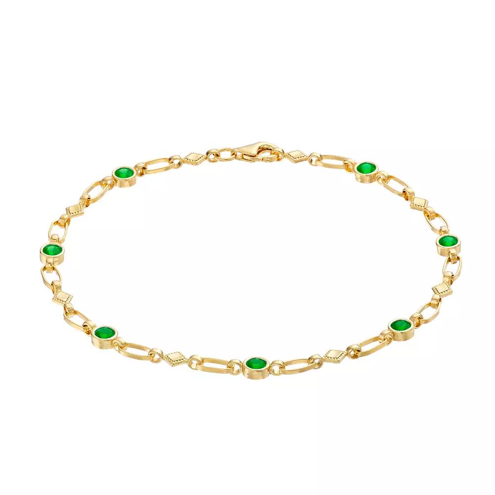 Kristen Kesho Sterling Silver Lab-Created Ruby Kite Link Bracelet, Womens Gold Tone Product Image