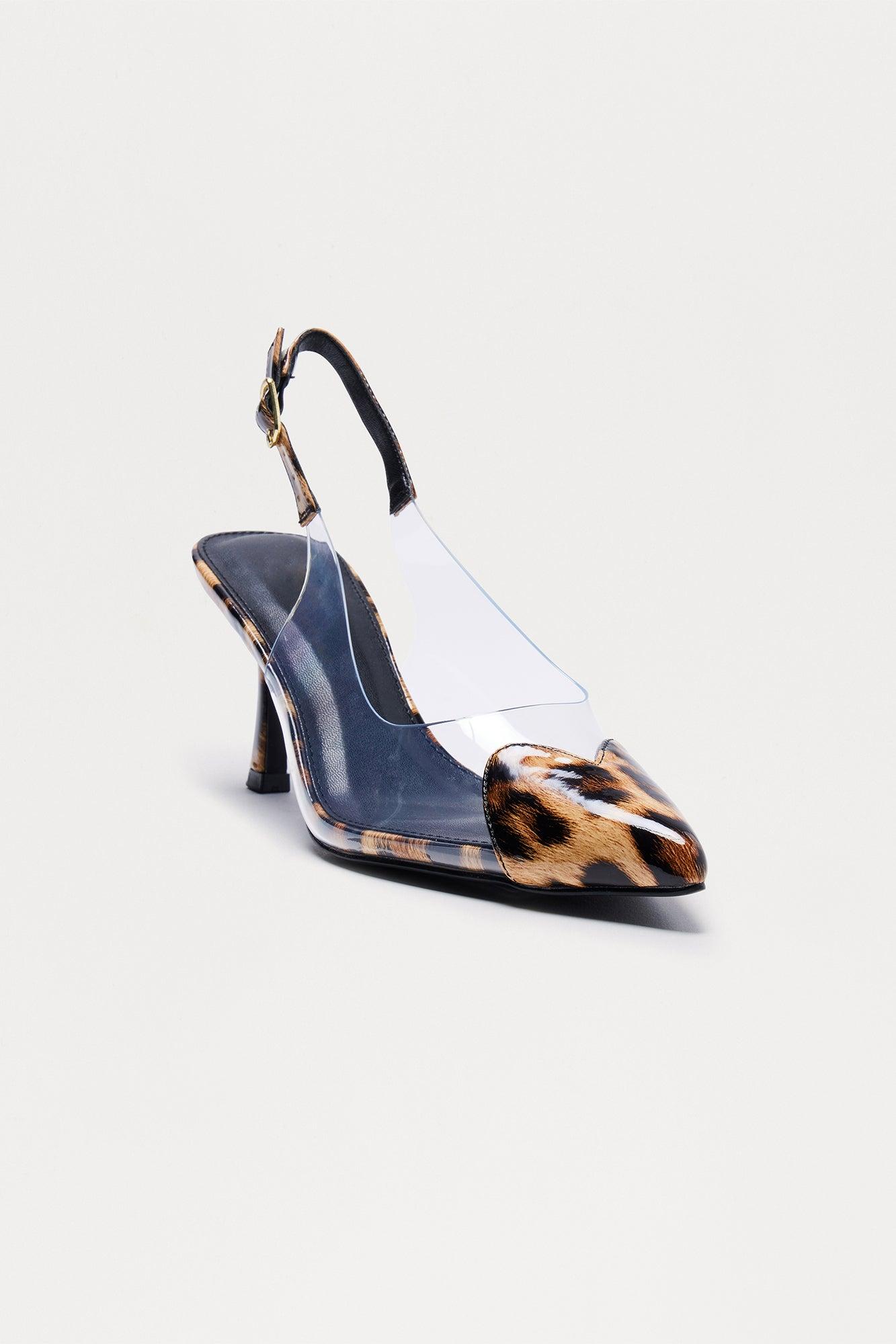 Heartfelt Clear Slingback Pumps - Leopard Female Product Image