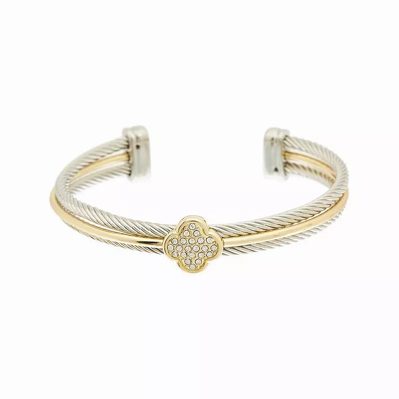 Juvell Two Tone 18k Gold Plated Cubic Zirconia Cuff Bracelet, Women's, Size: 7" Product Image