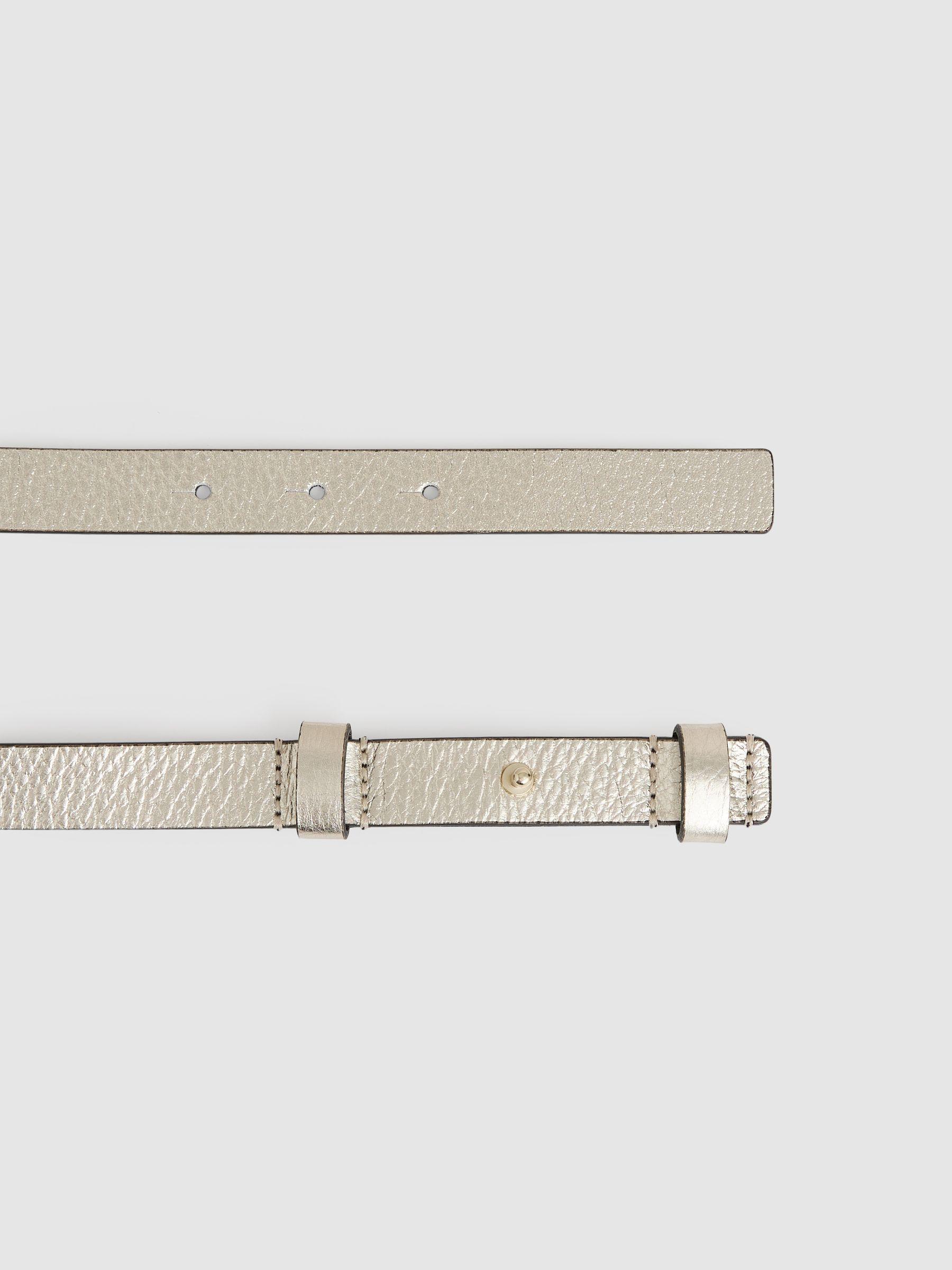 Leather Square Hinge Belt in Gold Product Image