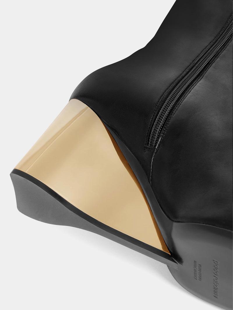 Golden heel Knee-High leather Boots Product Image