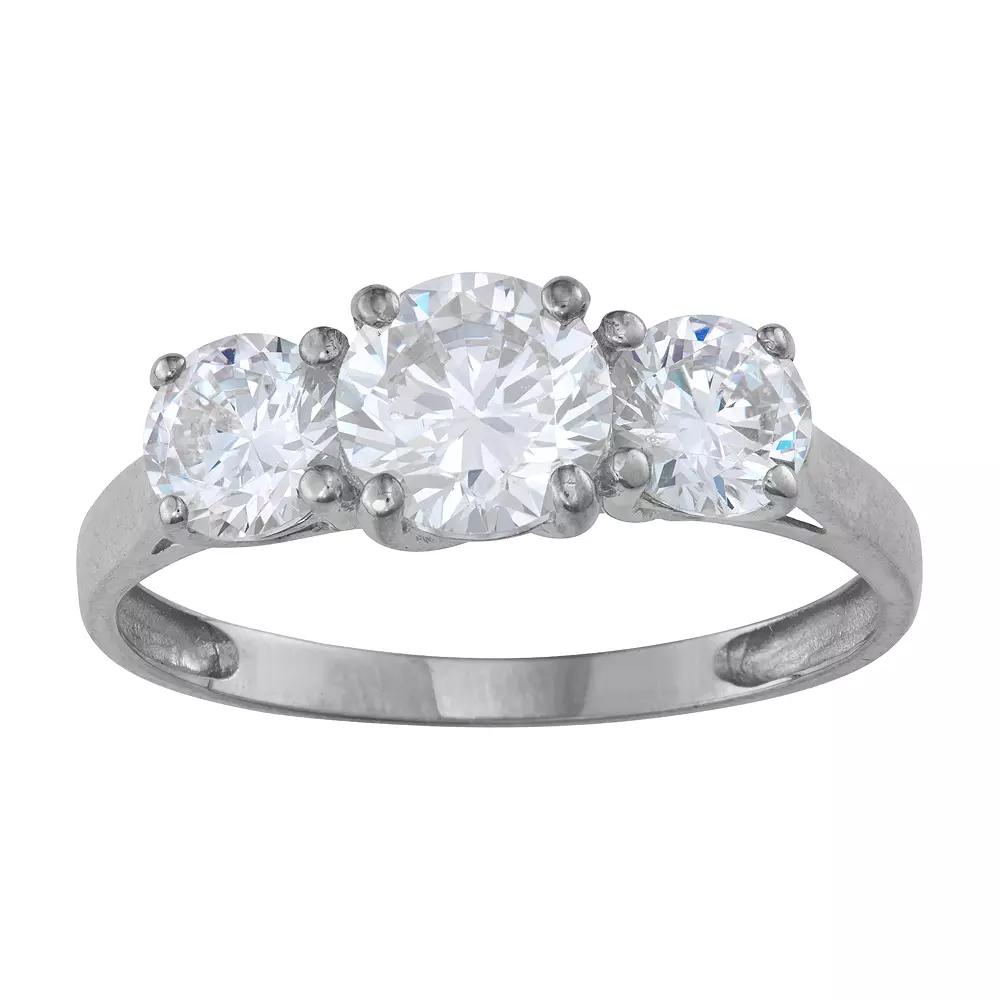 Designs by Gioelli 10k Gold Cubic Zirconia 3-Stone Ring, Women's, Size: 6, White Product Image