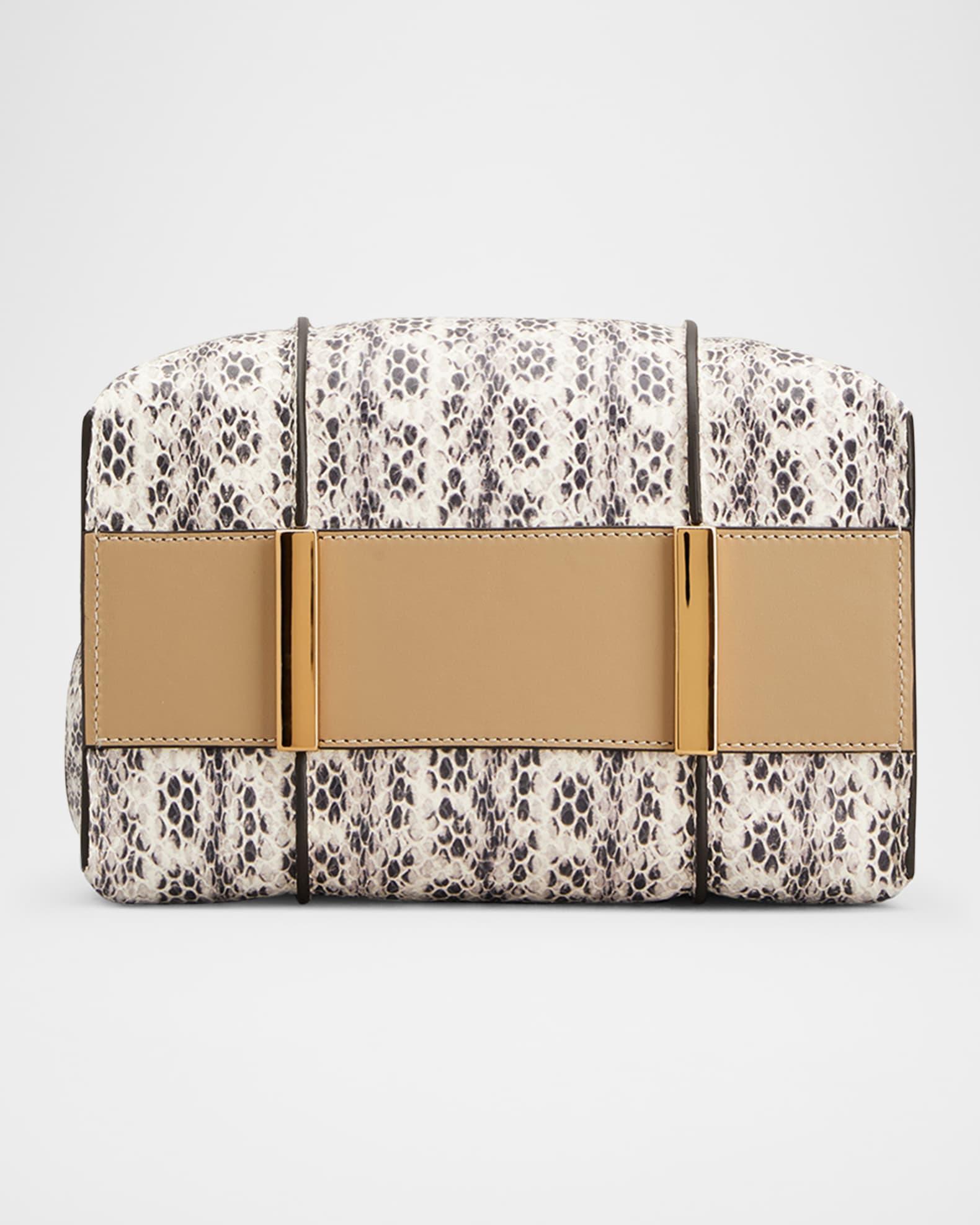 Mini Tricolor Snake-Print Leather Shopping Tote Bag Product Image