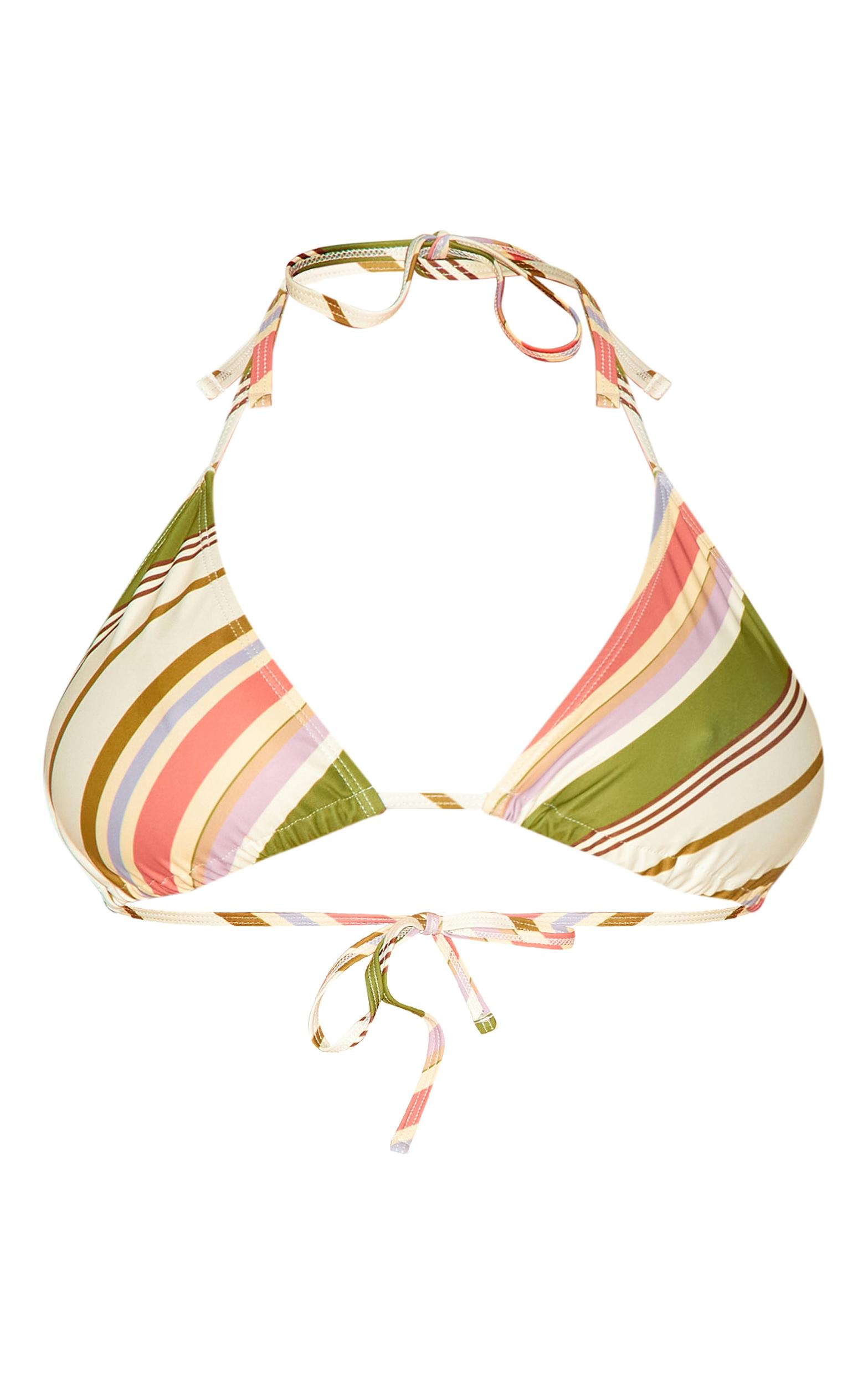 Plus Multi Diagonal Stripe Triangle Bikini Top Product Image