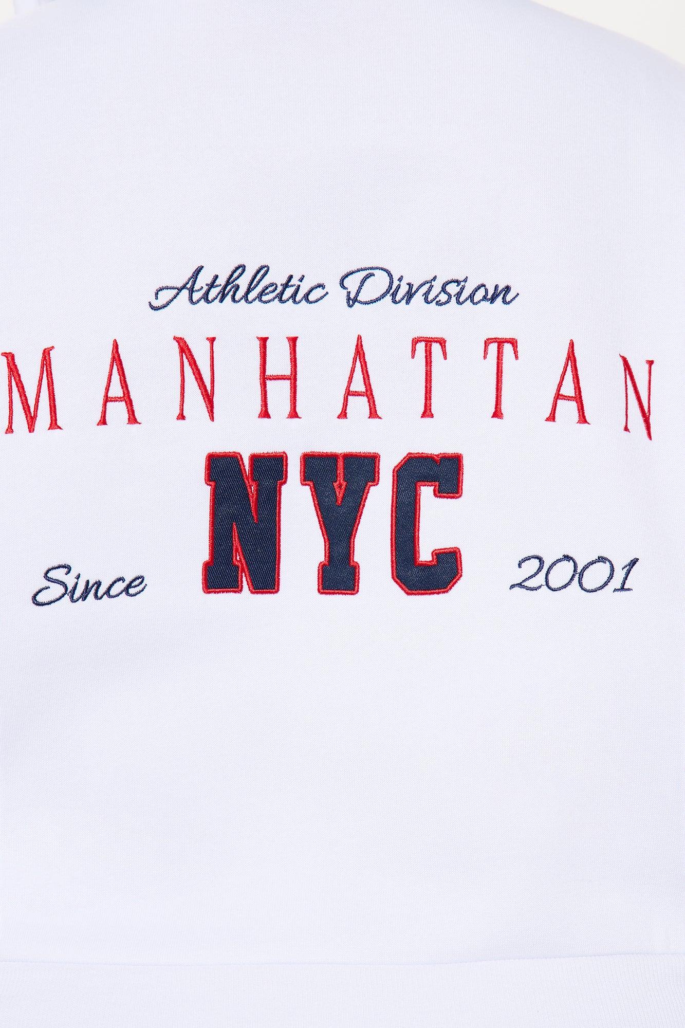 New York Cropped Zip Front Hoodie - White Product Image