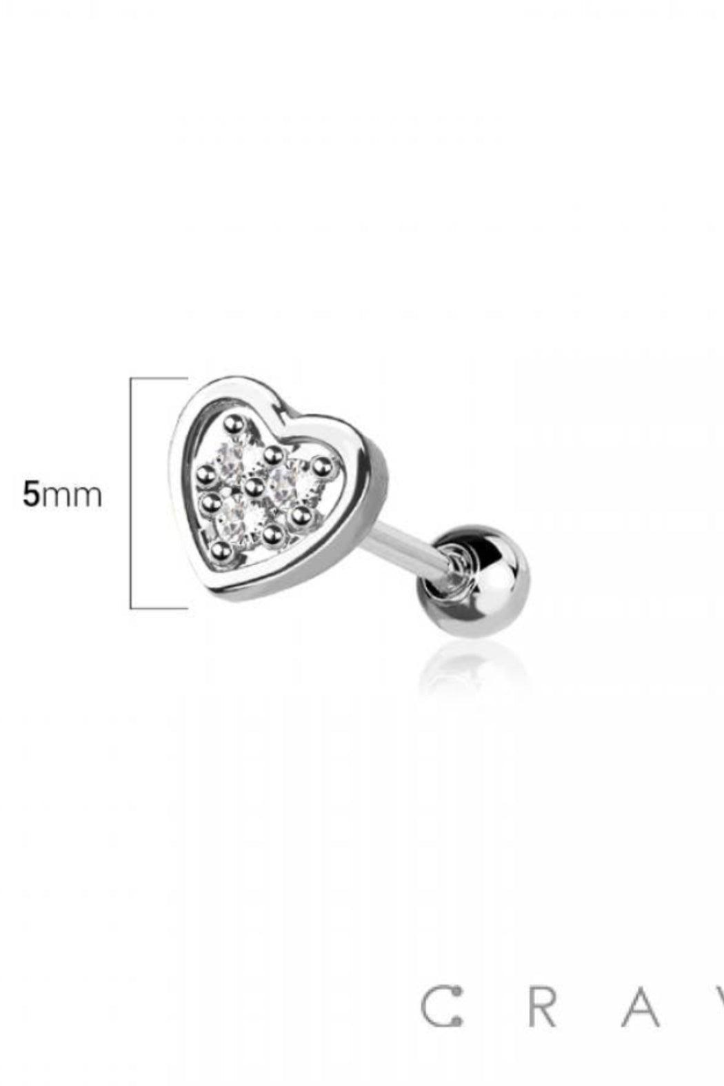 CZ Paved Heart Cartilage Bar Product Image