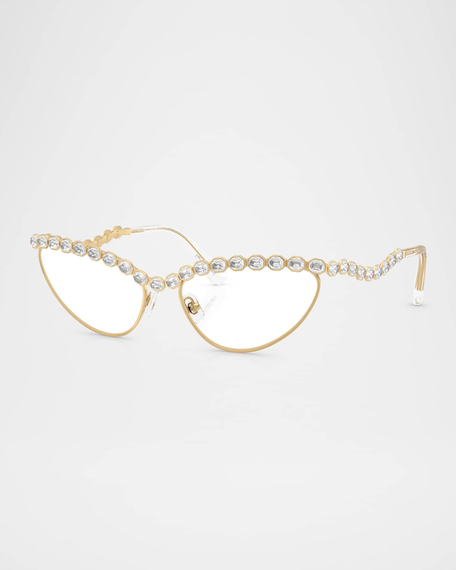 SK1030 Crystal Cat-Eye Metal Optical Frames Product Image