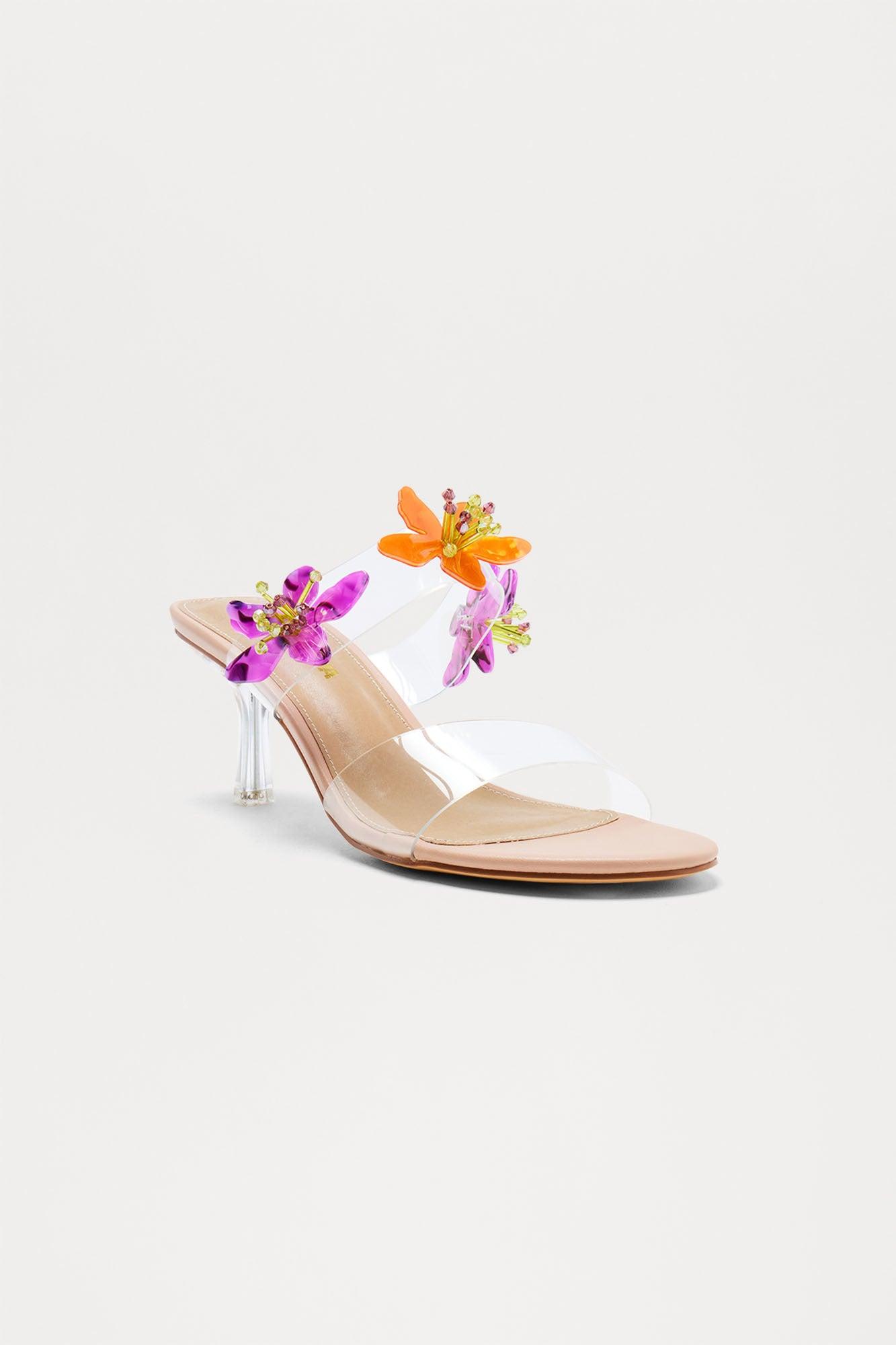 Florelia Clear Strap Heels - Nude Female Product Image