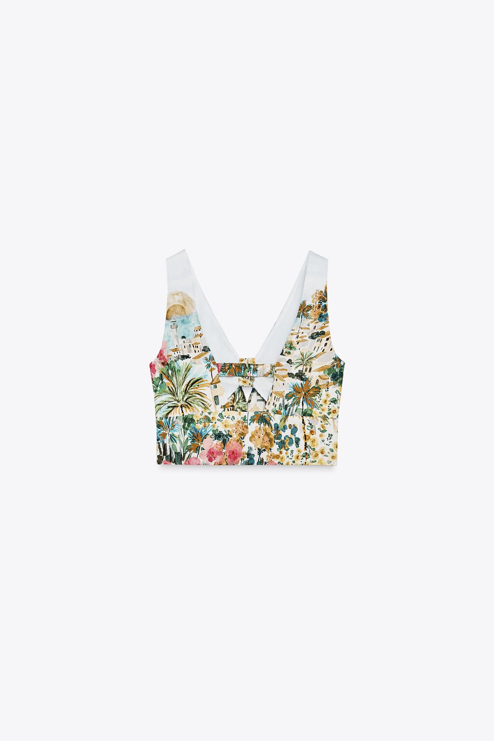 KNOTTED PRINTED CROP TOP Product Image