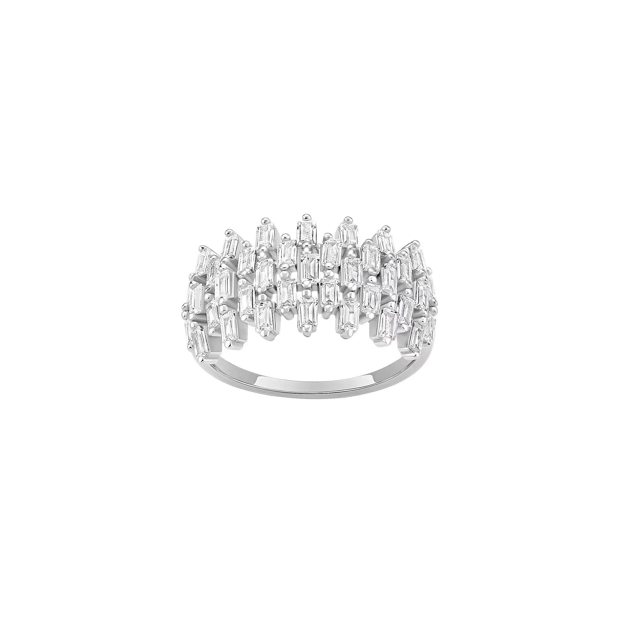 PRIMROSE Sterling Silver Cubic Zirconia Baguette Cluster Ring, Women's, Size: 7, Sterling Silver White Product Image