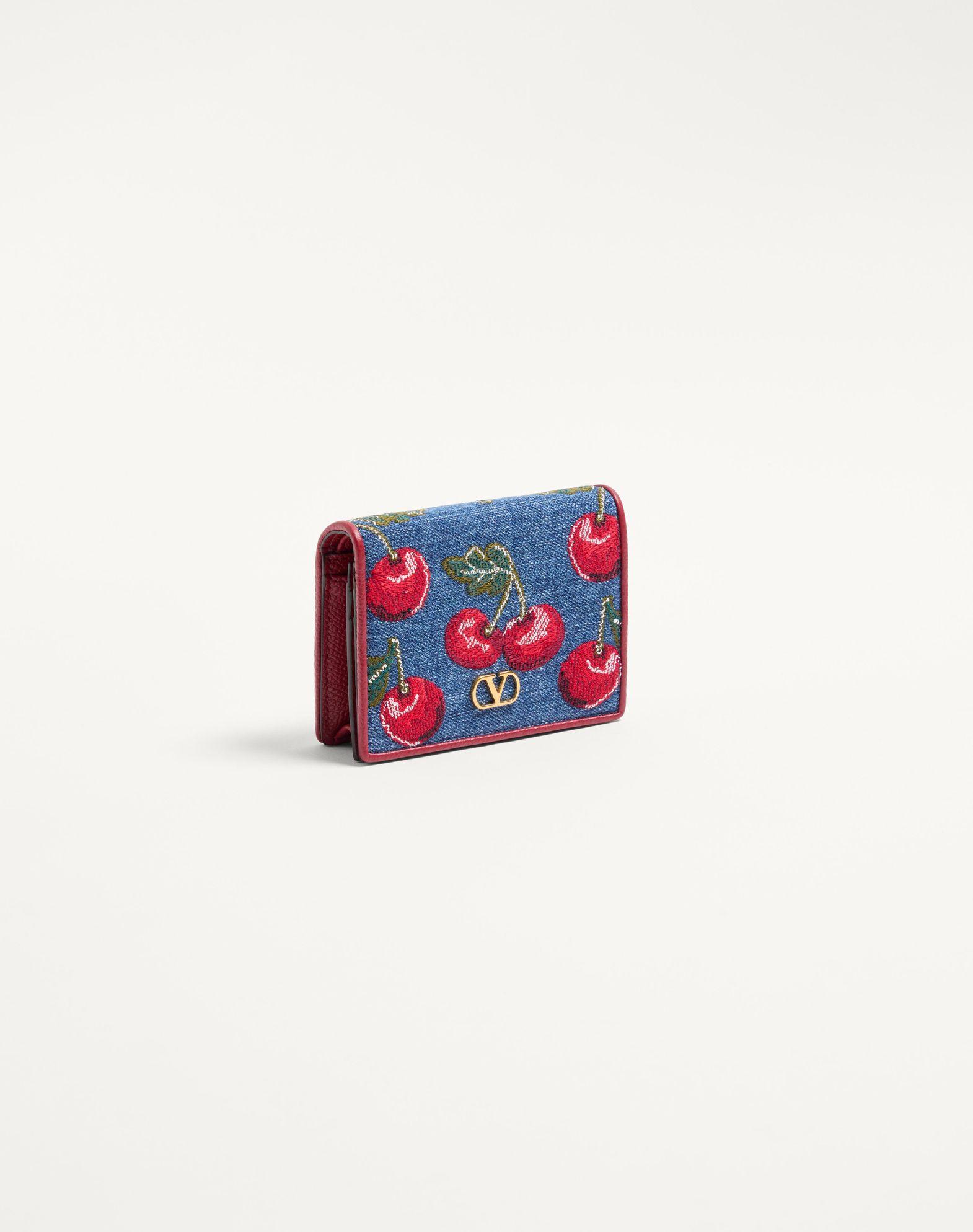 Vlogo Signature Denim Wallet With Cherryfic Embroidery Product Image
