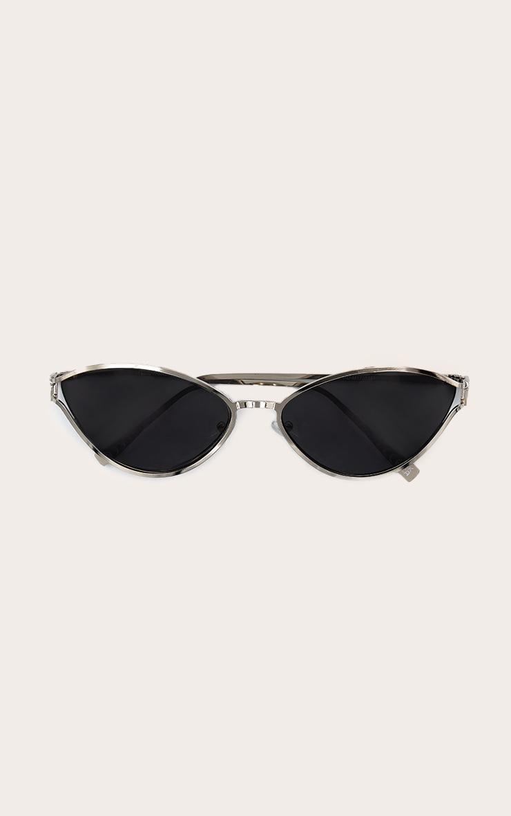Silver Metal Frame Black Lens Cat Eye Sunglasses Product Image