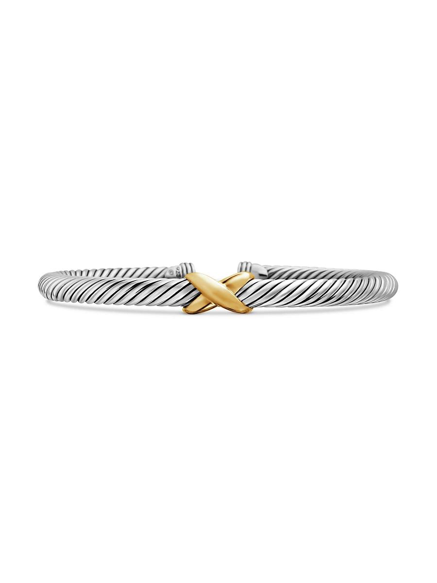Cable Station Bracelet in Silver with 18K Gold, 4mm Product Image