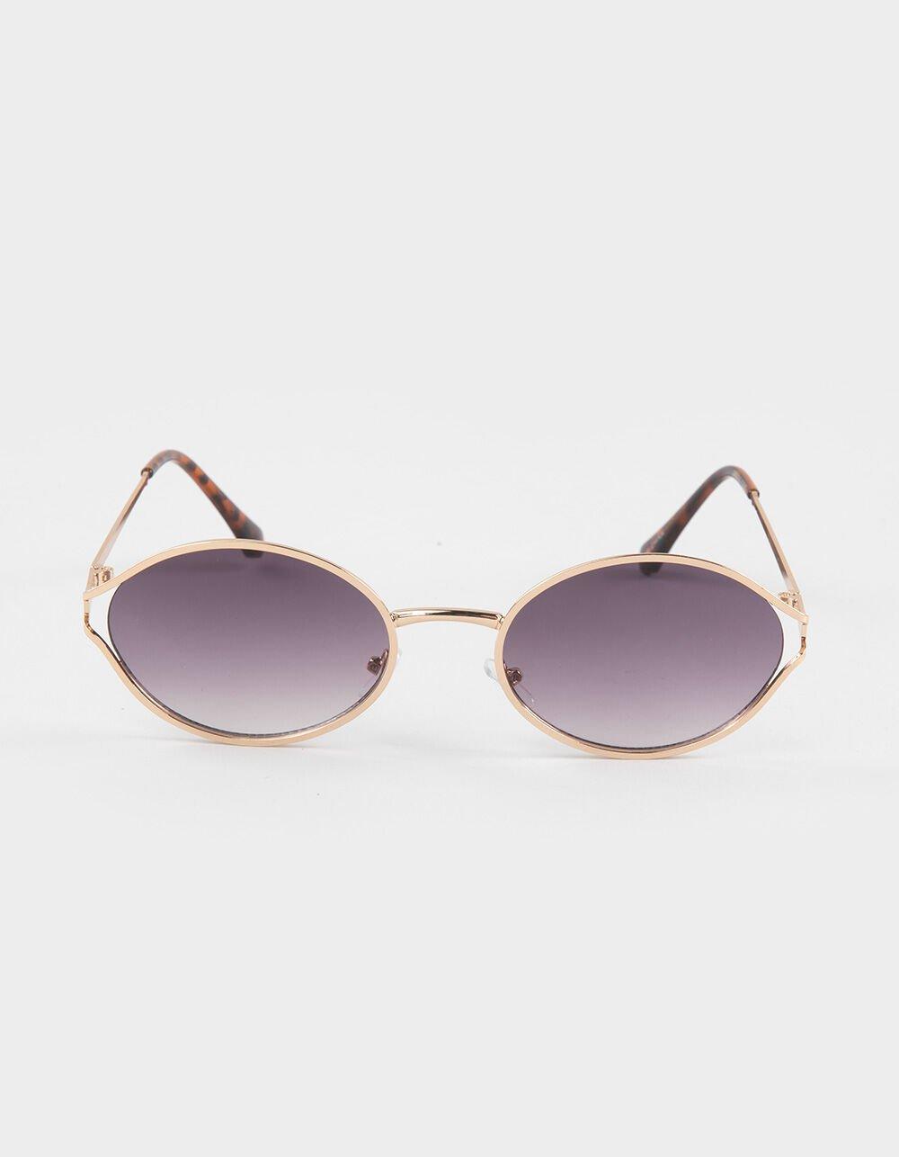 RSQ Oval Metal Sunglasses - GOLD Product Image