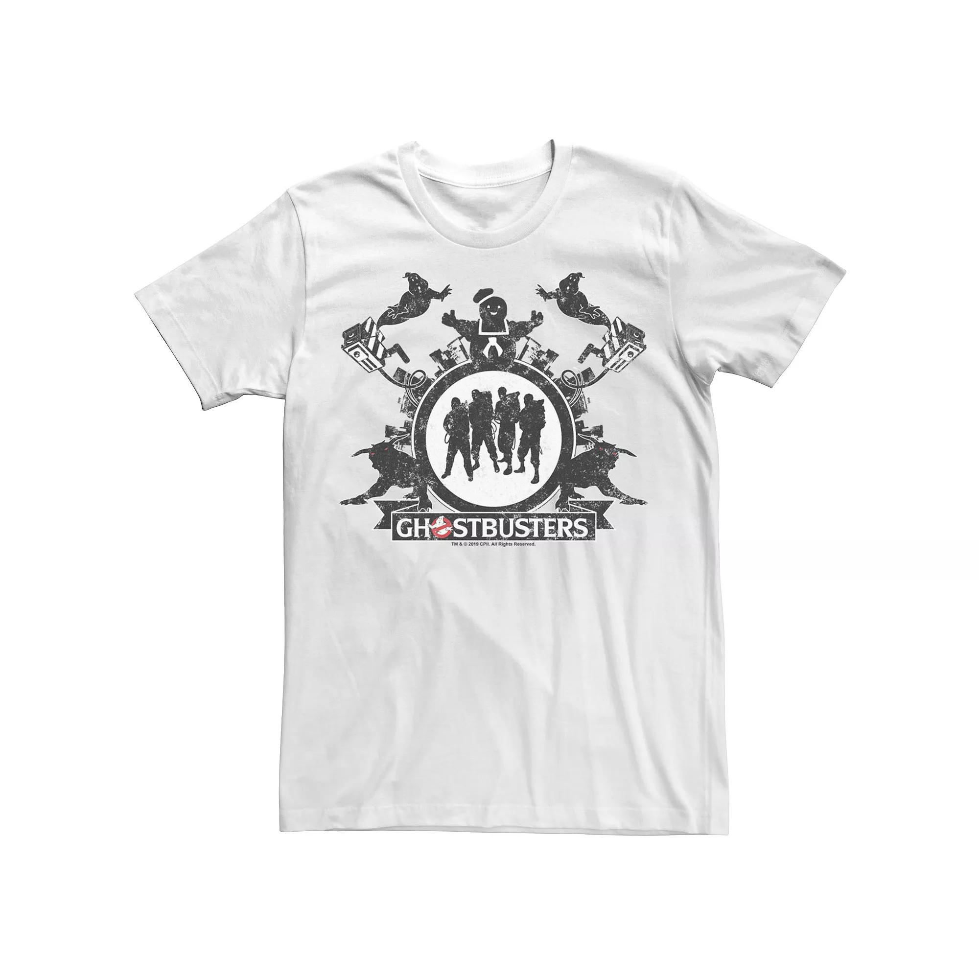 Men's Ghostbusters Group Shot Silhouette Distressed Poster Tee,  Product Image