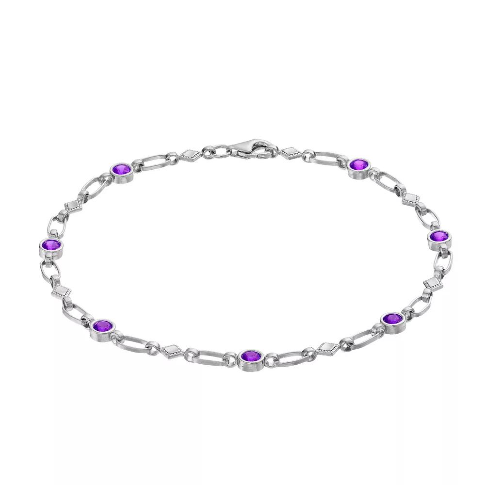 Kristen Kesho Sterling Silver Lab-Created Ruby Kite Link Bracelet, Womens Gold Tone Product Image