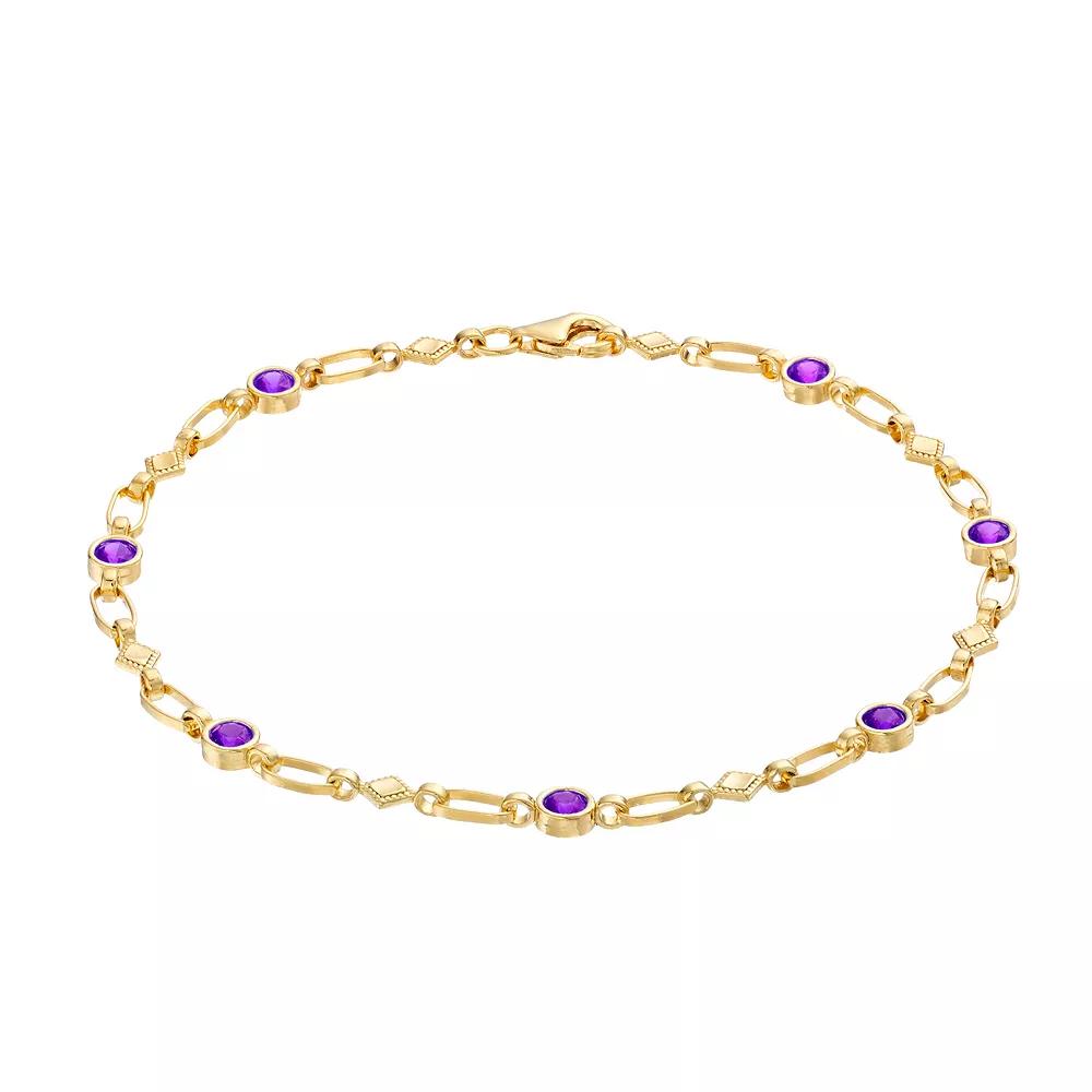 Kristen Kesho Sterling Silver Lab-Created Ruby Kite Link Bracelet, Womens Gold Tone Product Image