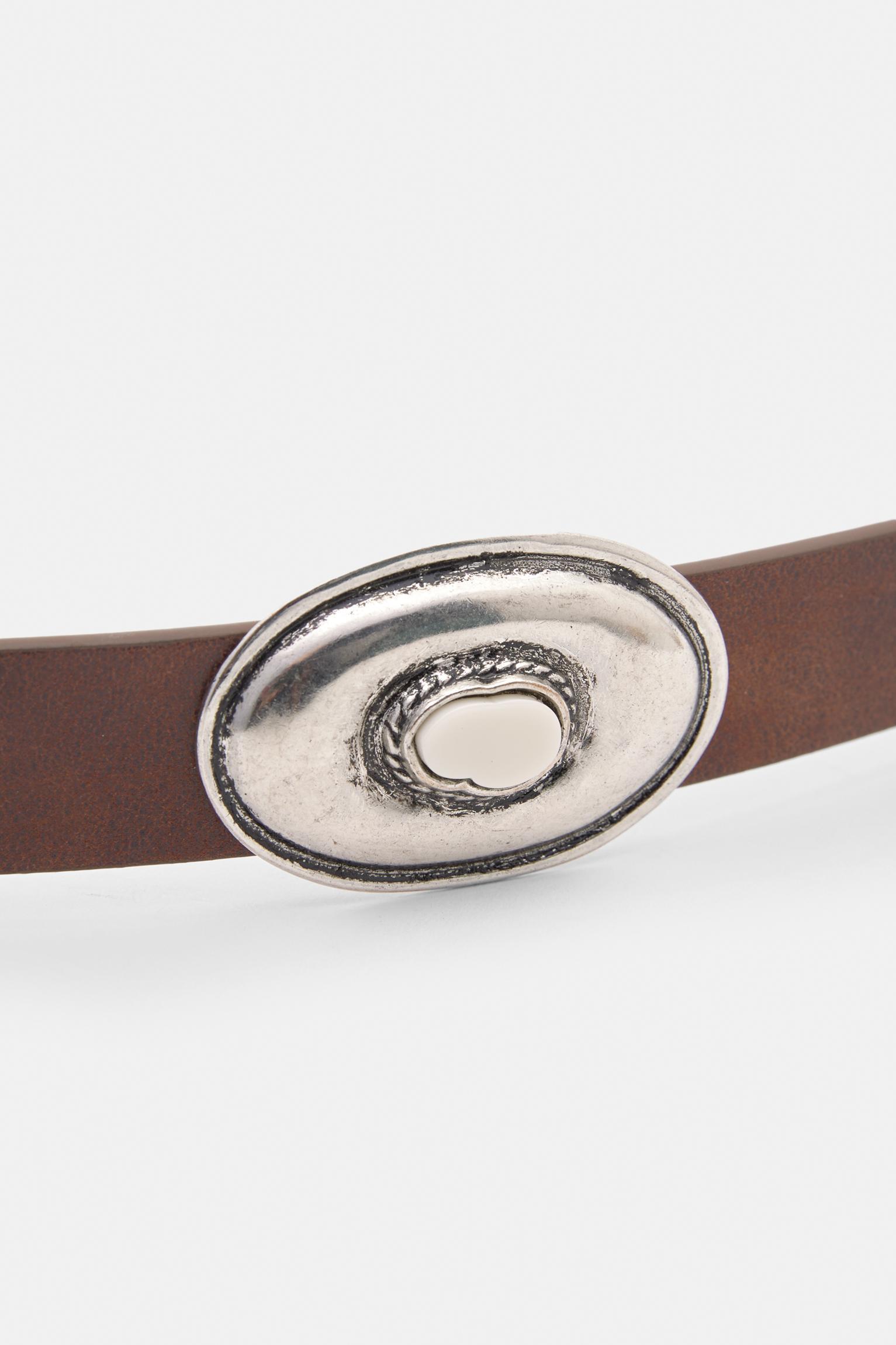 Thin brown faux leather belt Product Image
