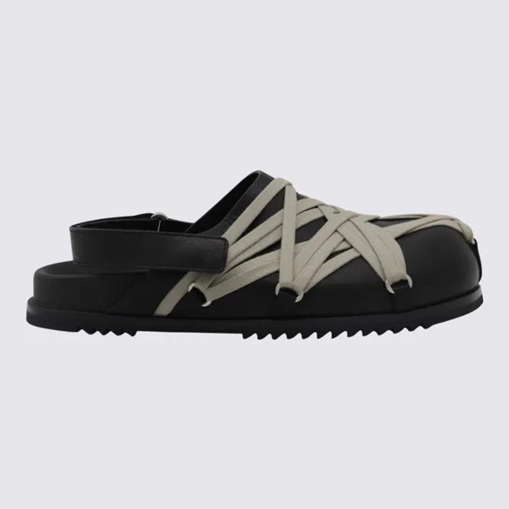 RICK OWENS Leather Loafers With Crisscross Detail In Black Product Image