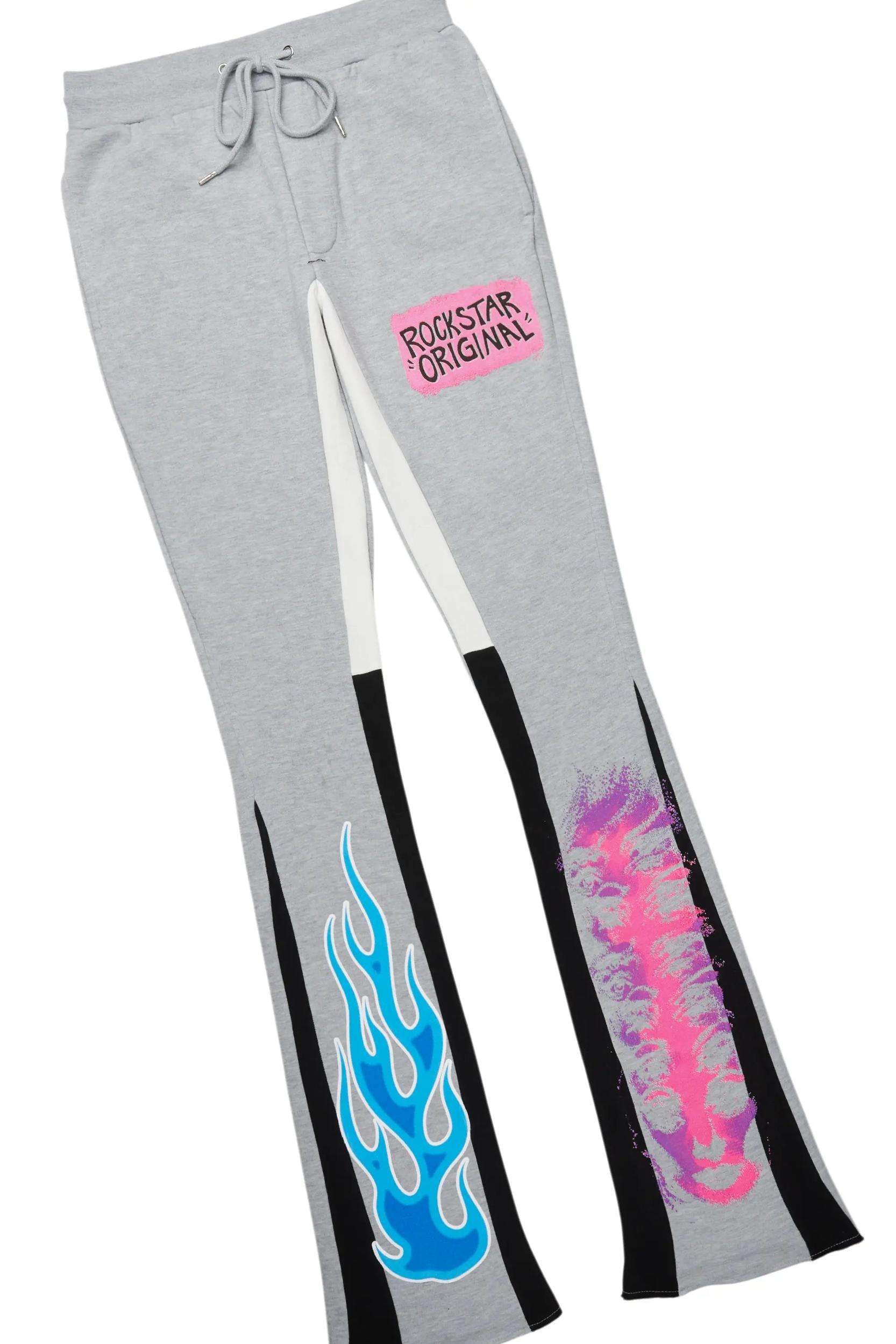 Beno Heather Grey Stacked Flare Hoodie Track Set Male Product Image