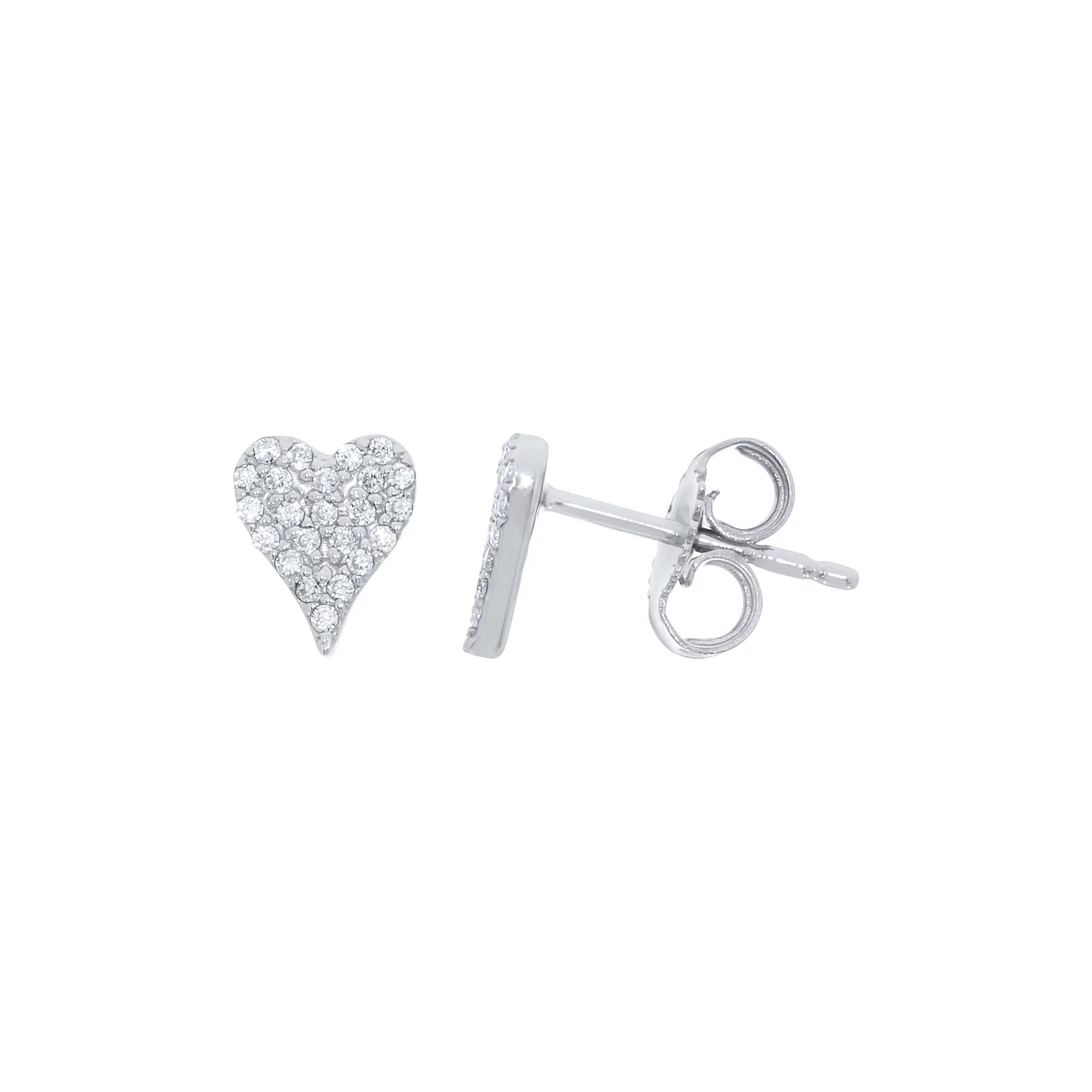 Sterling Silver 1/10 Carat T.W. Diamond Heart Earrings, Women's, Gold Tone Product Image
