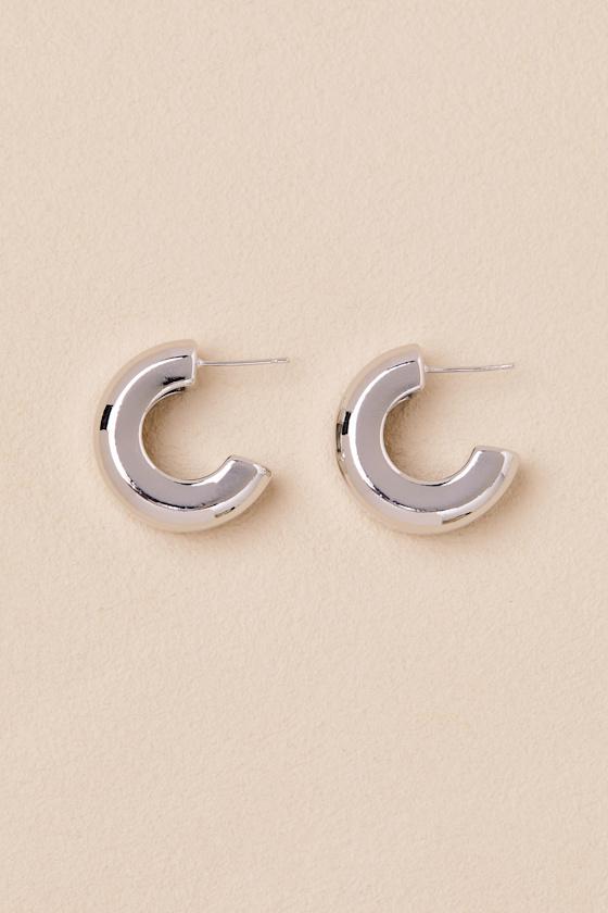Dowan Silver Chunky Hoop Earrings Product Image