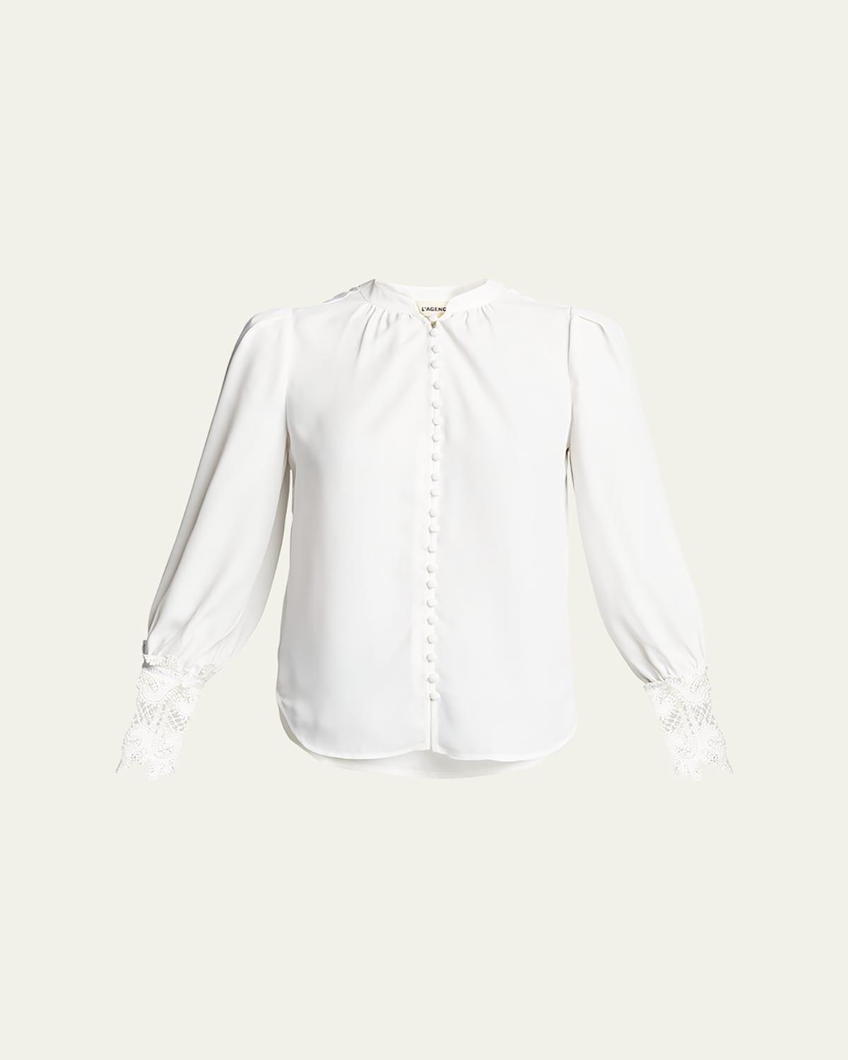 Ava Lace-Cuff Blouse Product Image
