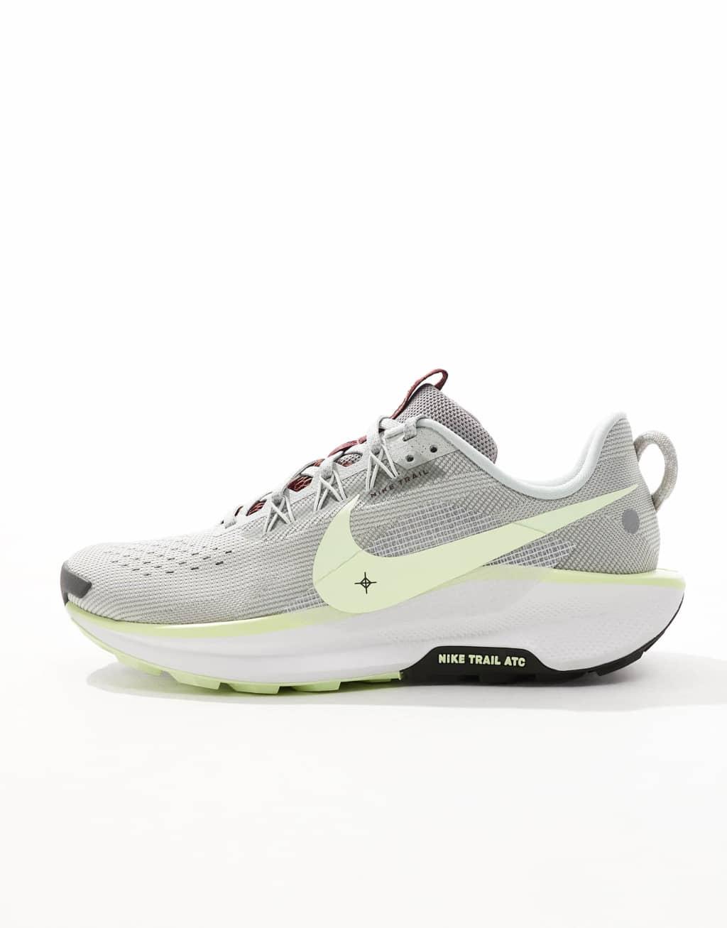 Nike Running Pegasus Trail 5 sneakers in light gray and green Product Image