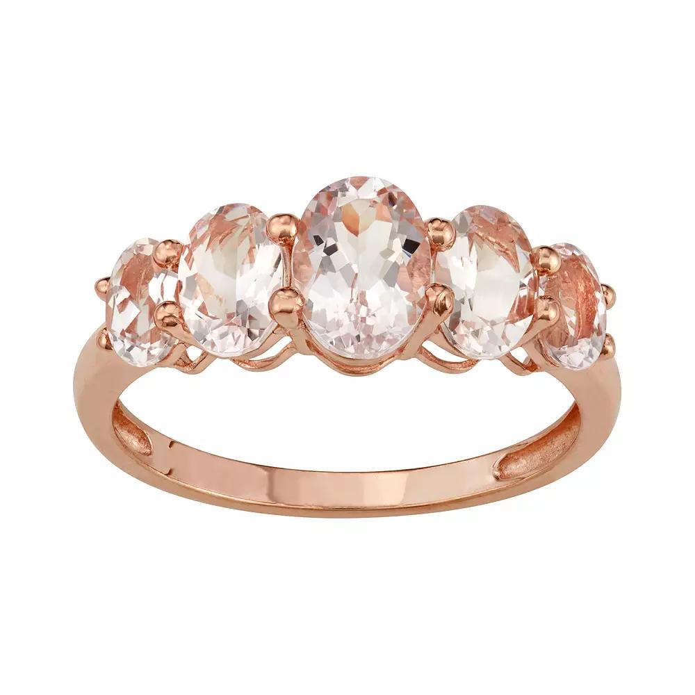 Tiara 10k Rose Gold Morganite 5-Stone Ring, Women's, Size: 9, 10k Gold Product Image